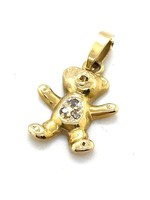 Vintage & Occasion Occasion  vintage 14k gouden beertje hanger met zirkonia's in buik Vintage & Occasion Occasion  vintage 14k gouden beertje hanger met zirkonia's in buik
