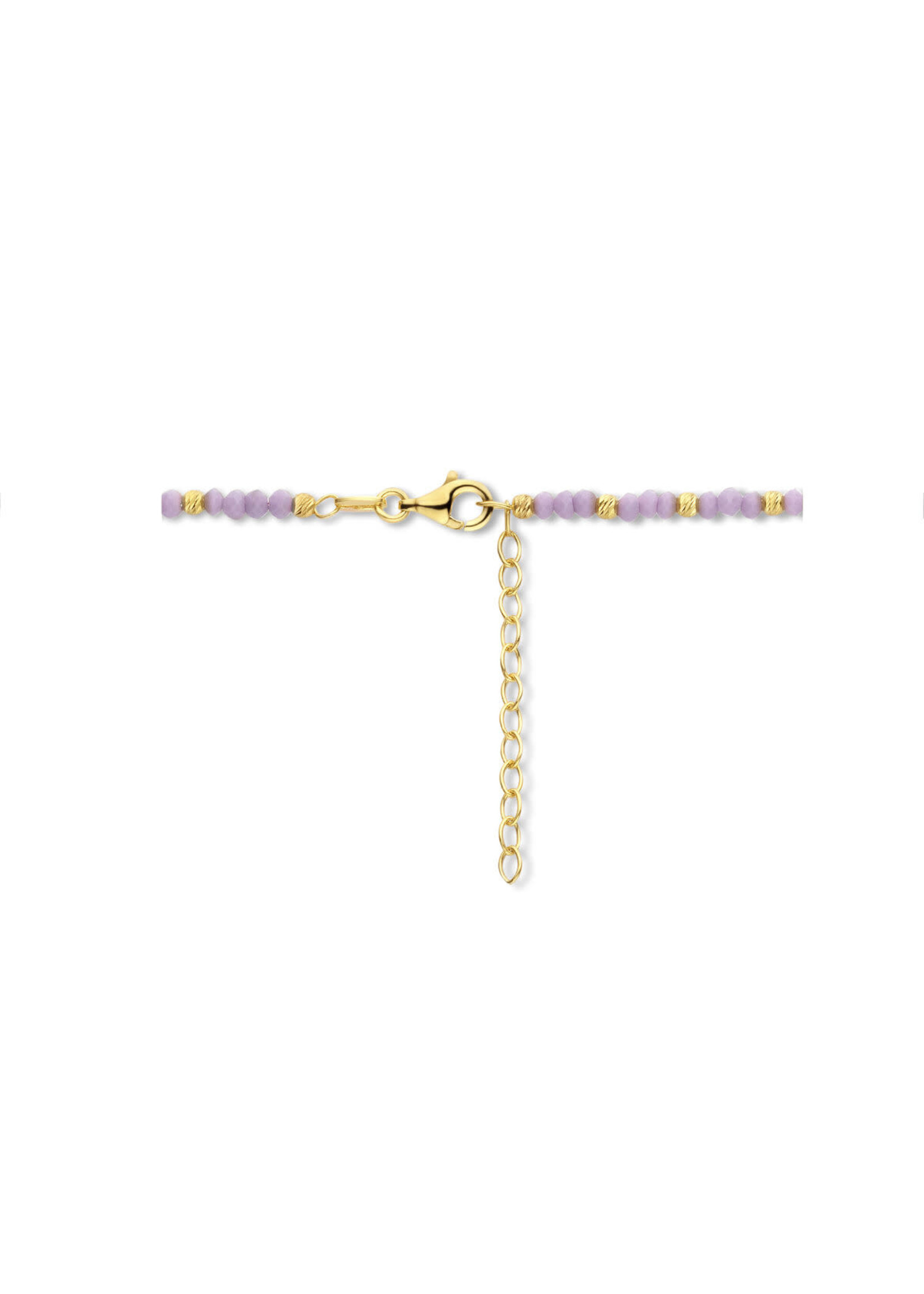 Cataleya jewels collier bolletjes gediamanteerd en violet glas 3,0 mm 41 + 4 cm 1 micron.