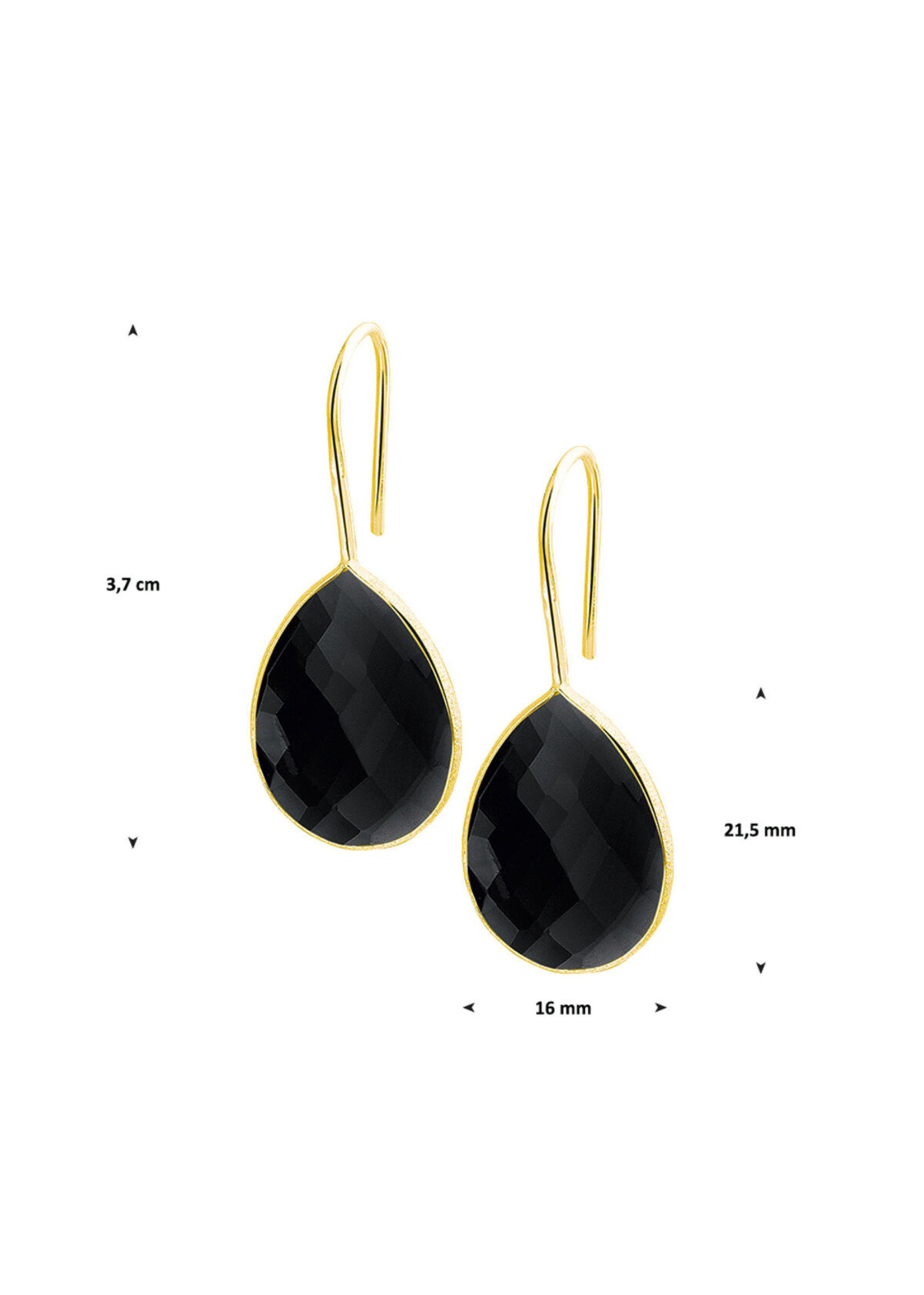 Cataleya jewels oorhangers zwart agaat 11.00ct (2x 5.50ct) franse haak