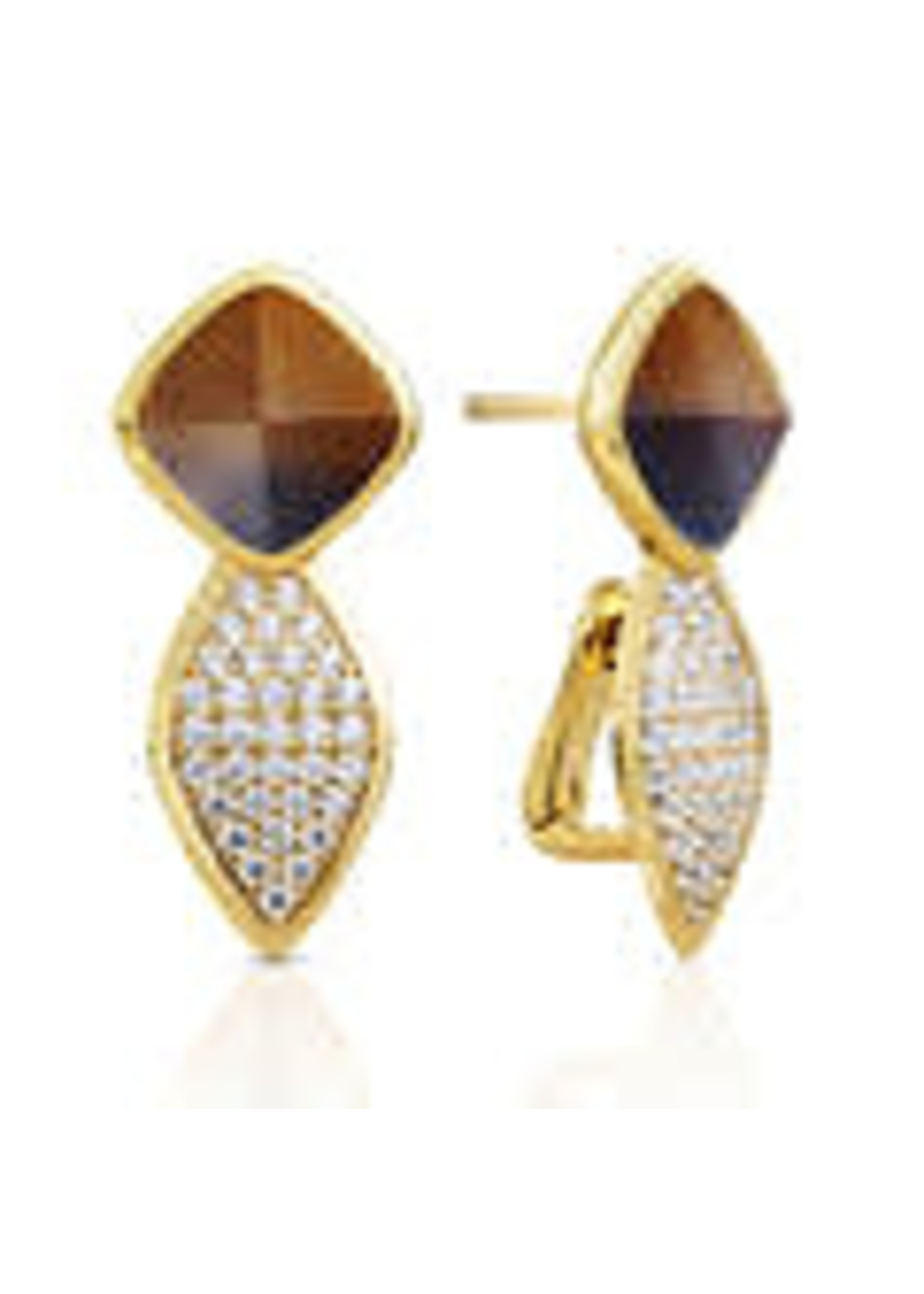 Sparkling Jewels Sparkling Jewels Edge Crystal Tiger Eye oorstekers