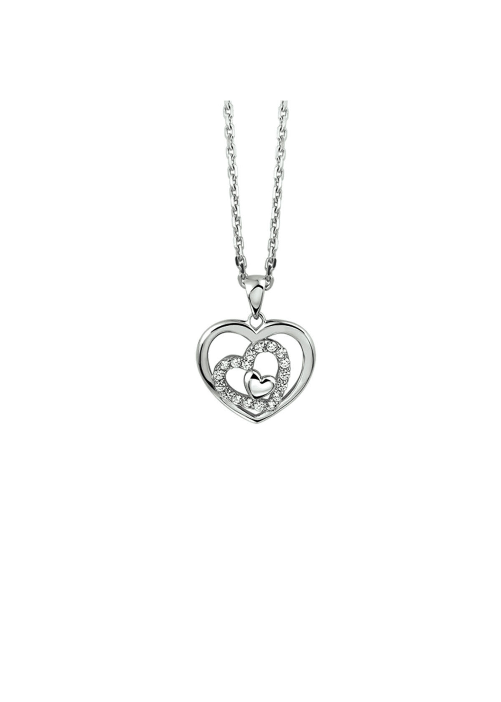 Cataleya jewels Zilveren collier hart zirkonia 41 + 4 cm