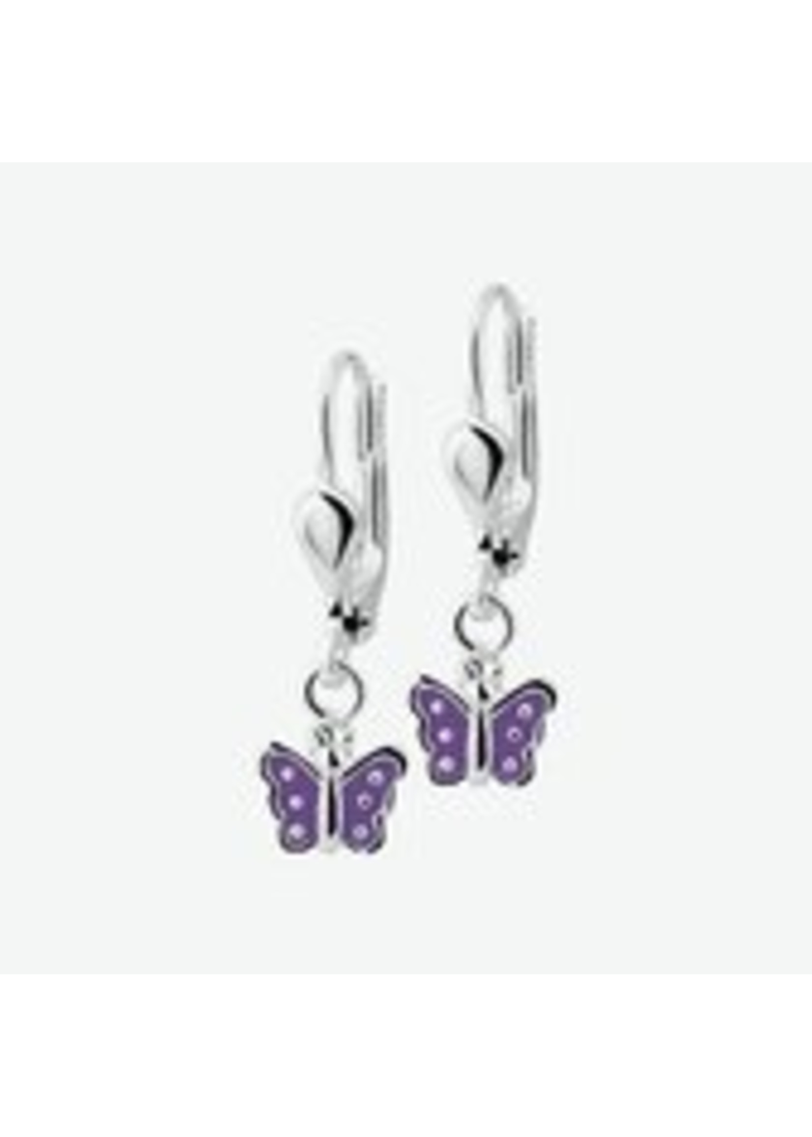 Cataleya jewels Zilveren oorhangers brisur vlinder paars