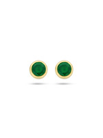 Cataleya jewels Gouden  14 k oorknoppen groen agaat 0.40ct (2x 0.20ct)