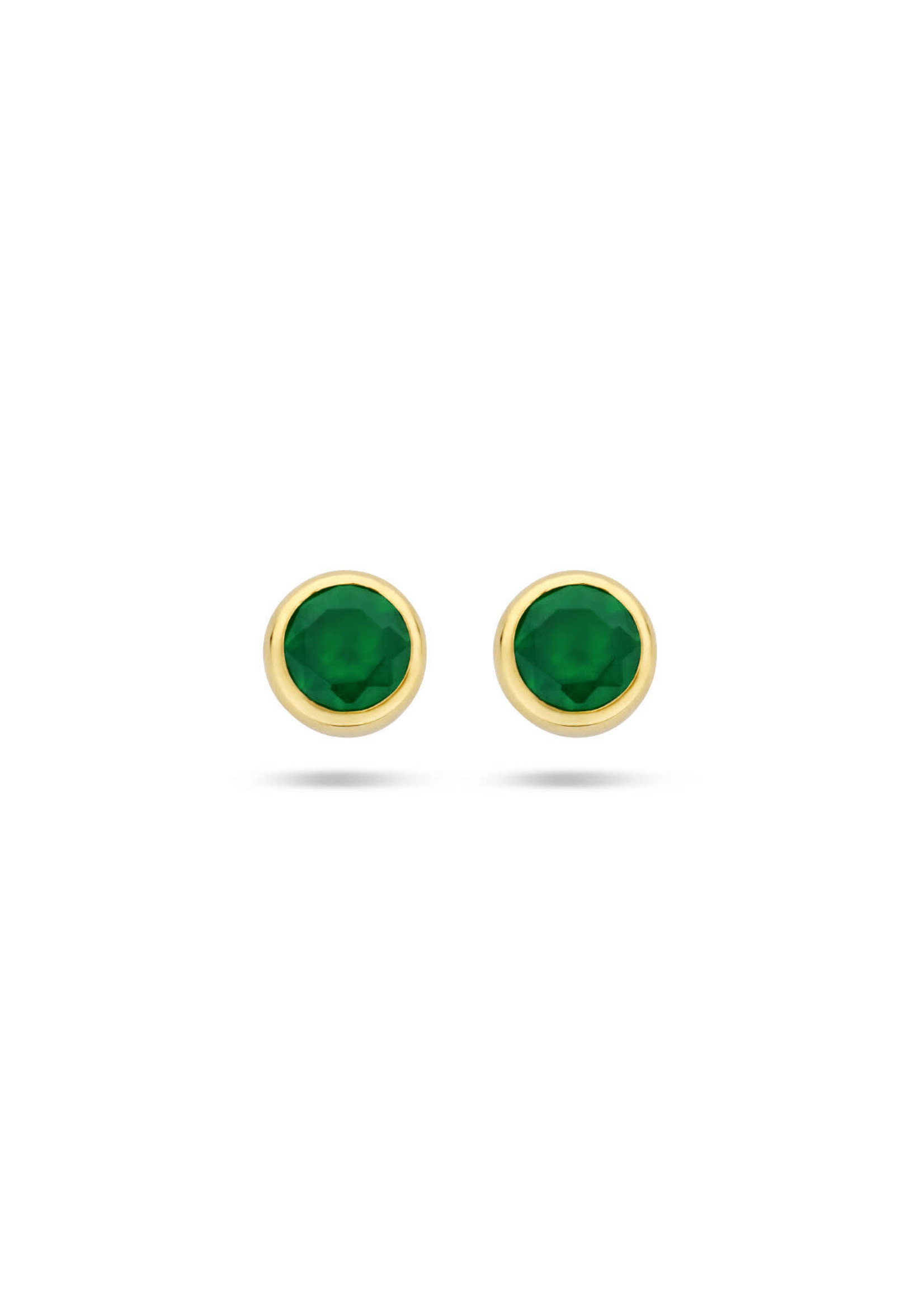 Cataleya jewels Gouden  14 k oorknoppen groen agaat 0.40ct (2x 0.20ct)