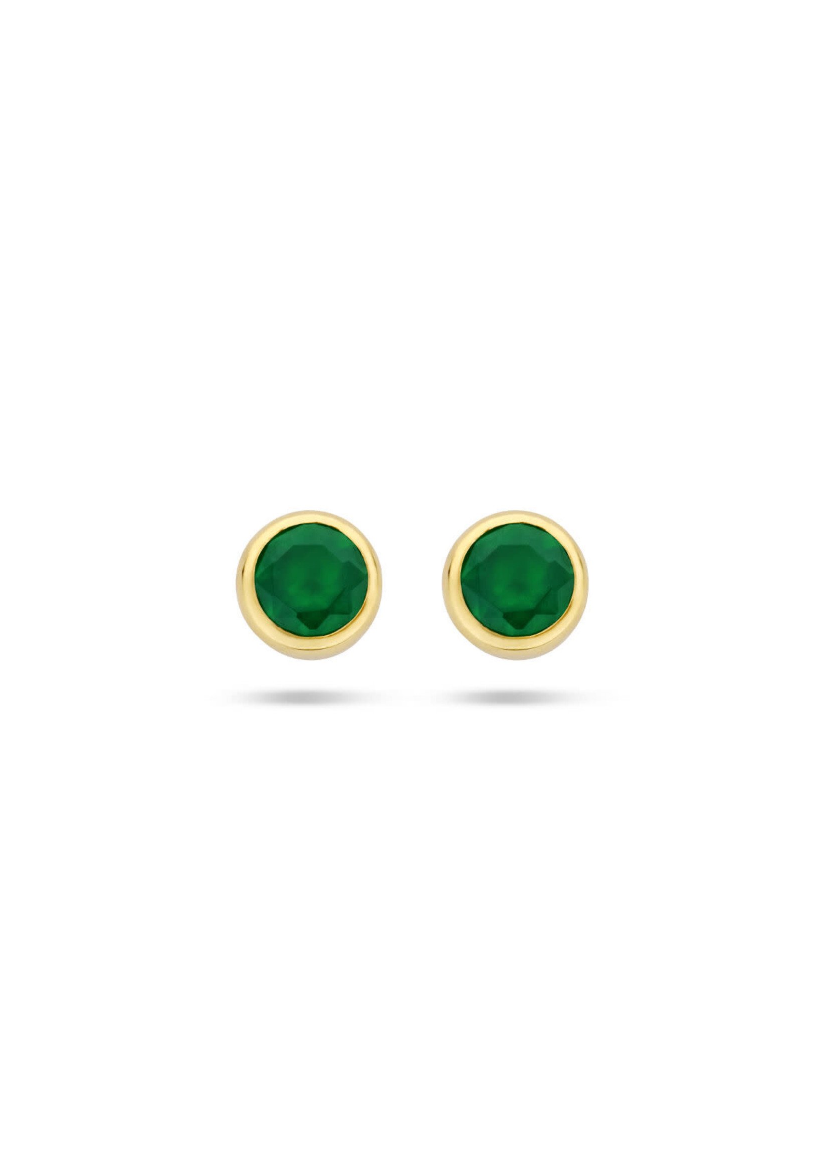 Cataleya jewels Gouden oorknoppen groen agaat 0.40ct (2x 0.20ct)