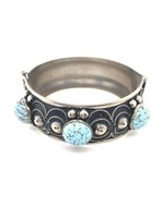 Vintage & Occasion Occasion zilveren bangle met turkoois edelstenen