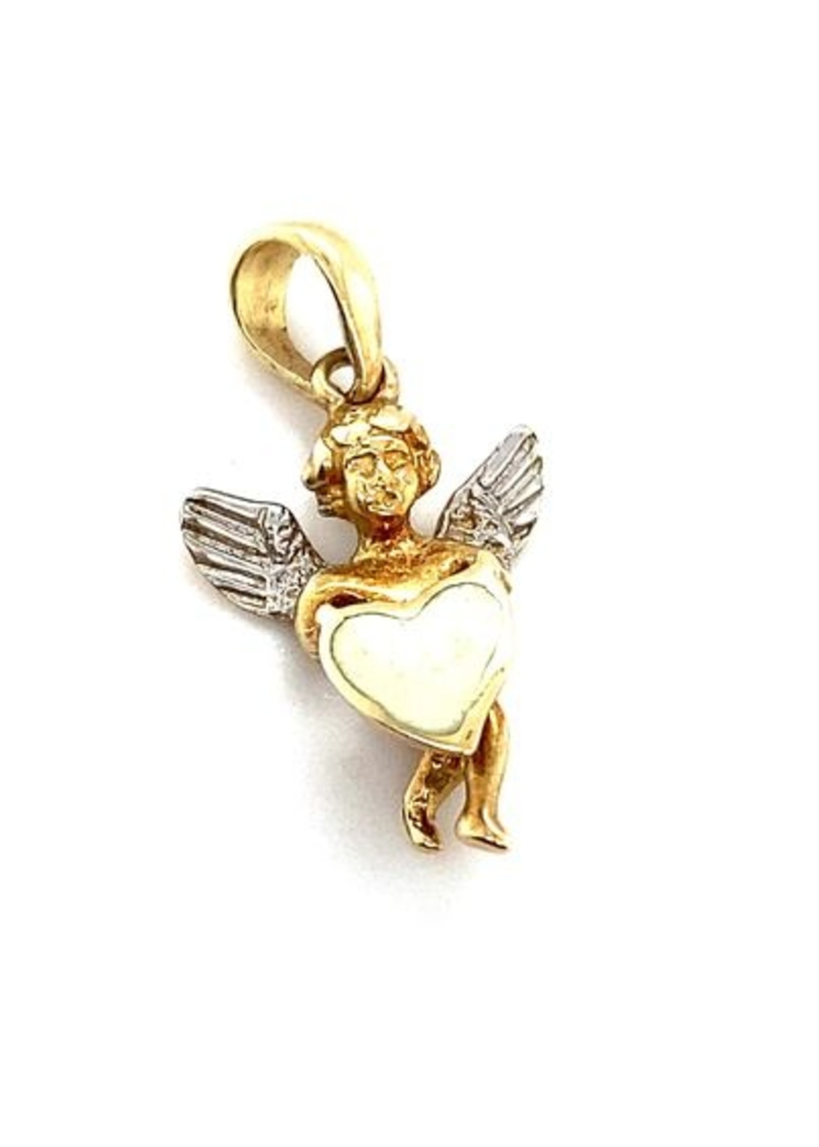 Vintage & Occasion Occasion bicolor gouden engel hanger met fluorescerend hart