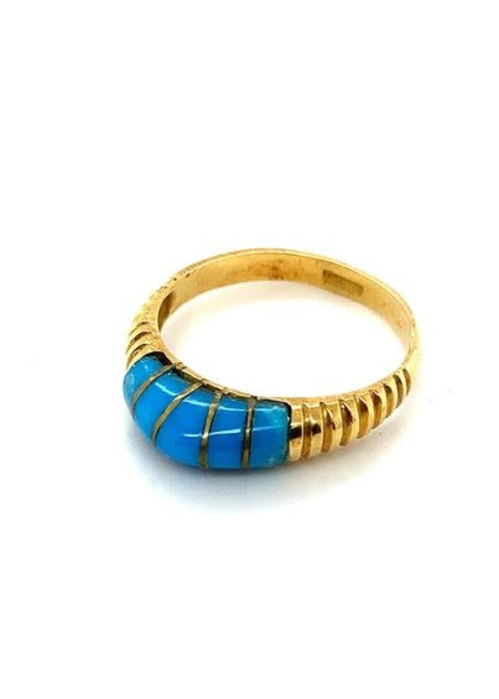 Vintage & Occasion Occasion gouden ring met ingelegd turkoois