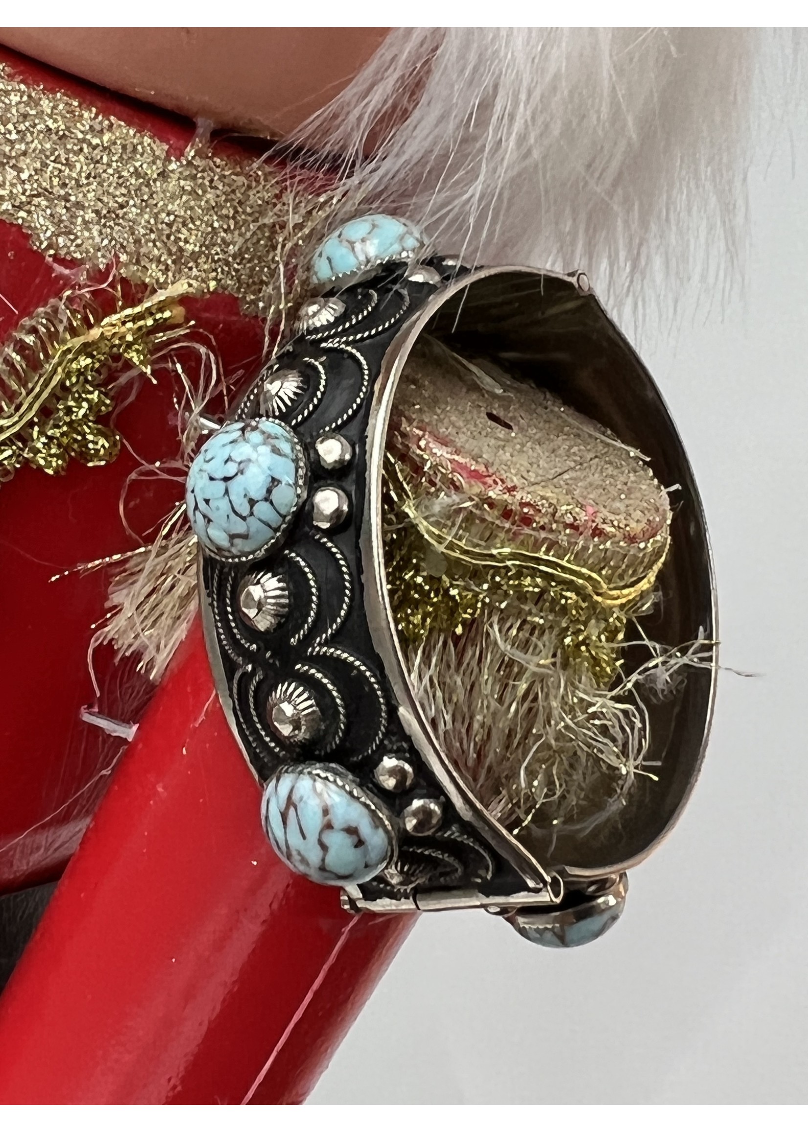 Vintage & Occasion Occasion zilveren bangle met turkoois edelstenen