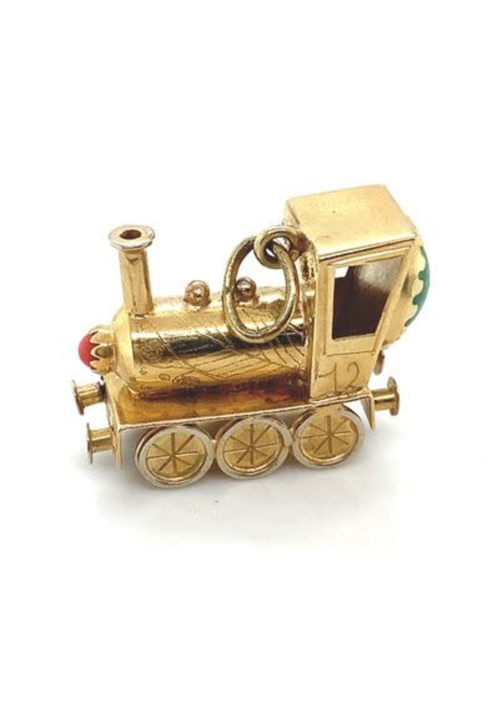 Vintage & Occasion Occasion gouden locomotief hanger met edelstenen