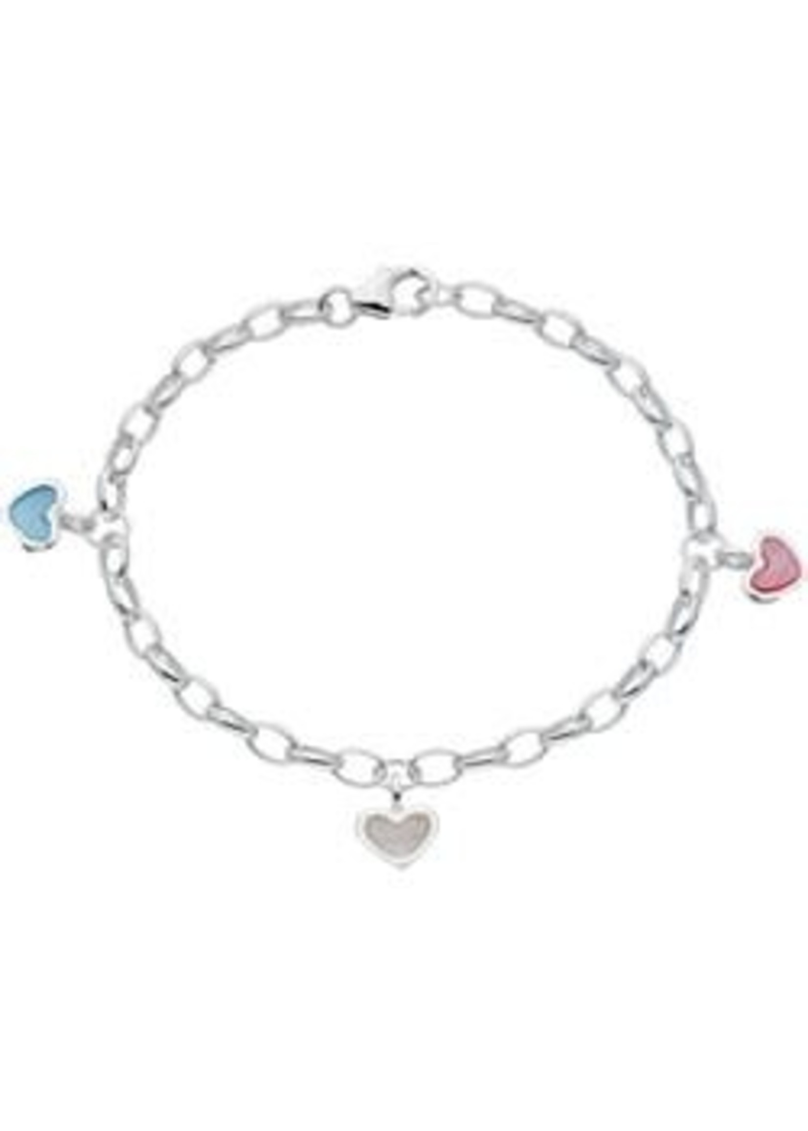 Lilly kindersieraden Lilly Armband Zilver  hartjes 16cm