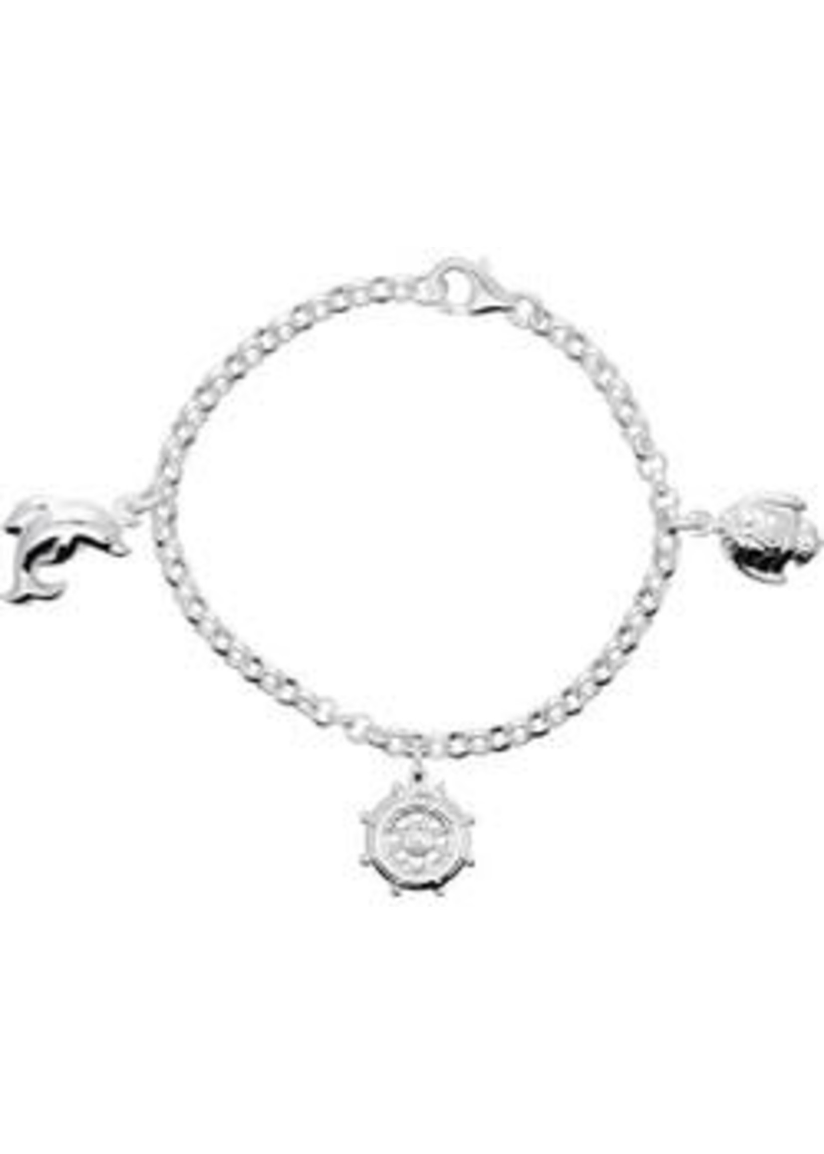 Lilly kindersieraden Lilly  bedel  Armband -  dolfijn, vis, roer - Zilver - 16cm