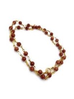 Vintage & Occasion ketting 18k  ogri ey kralen gefaceteerd goudsteen - lengte 45 cm