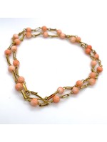 Vintage & Occasion Geelgouden vintage  18k Surinaams met angelskin koraal