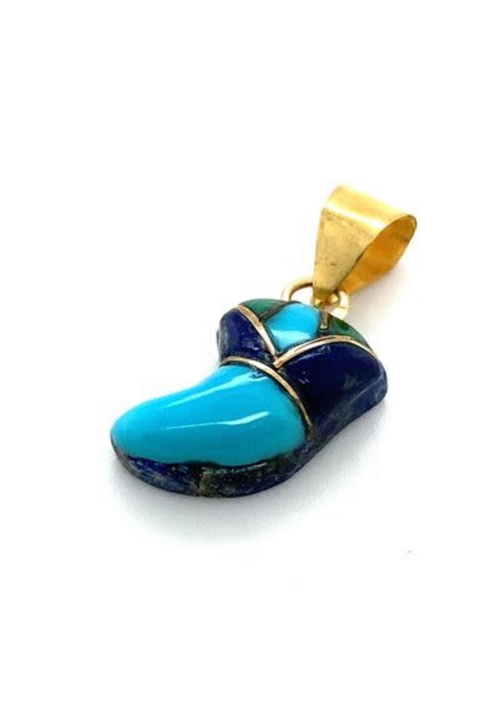 Vintage & Occasion Occasion 18k gouden Egyptische hanger met turkoois en lapis lazuli