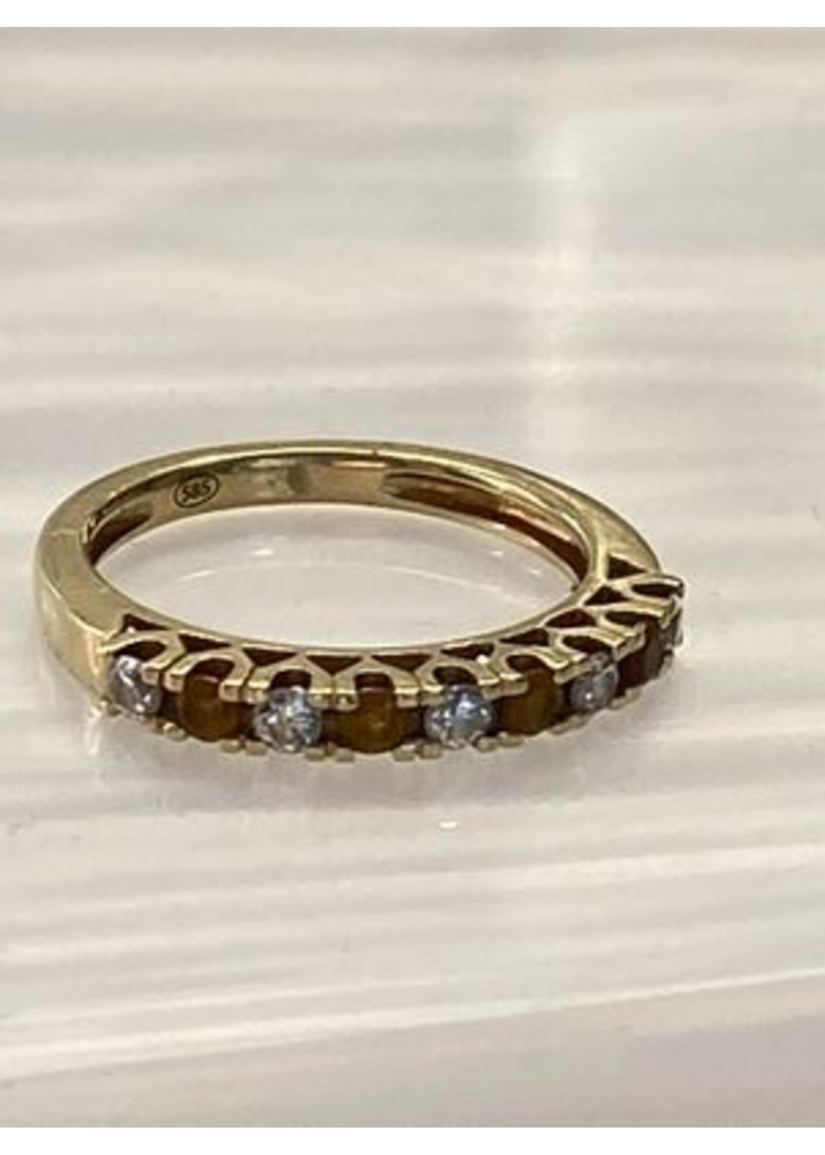 Vintage & Occasion Occasion gouden Diamond Point rijring met diamant en citrien