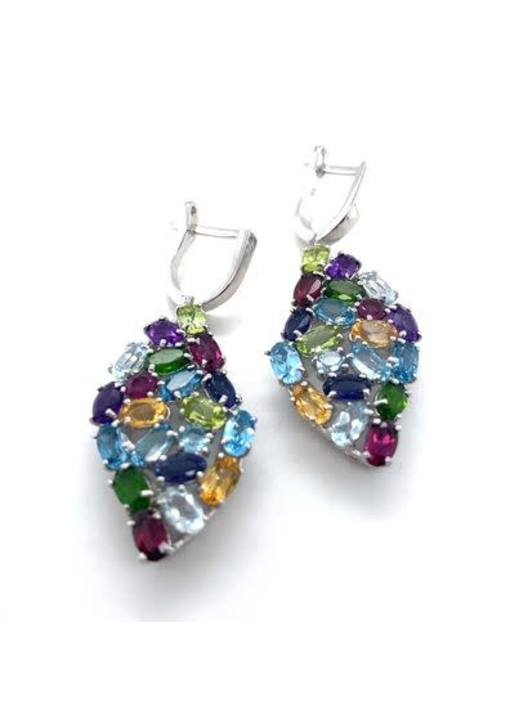 Cataleya jewels Gerhodineerd zilveren kleurrijke fantasie oorhangers