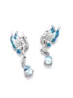 Cataleya jewels Gerhodineerd zilveren oorhangers met een emaille vlinder en topaas