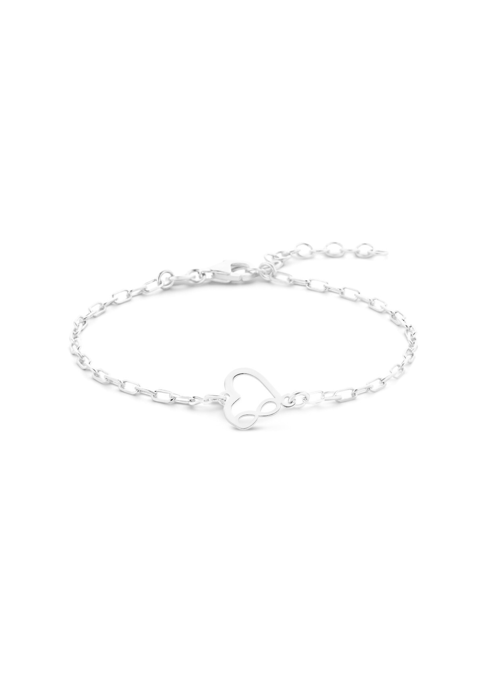 Cataleya jewels Zilveren armband hart en infinity 16 + 3 cm