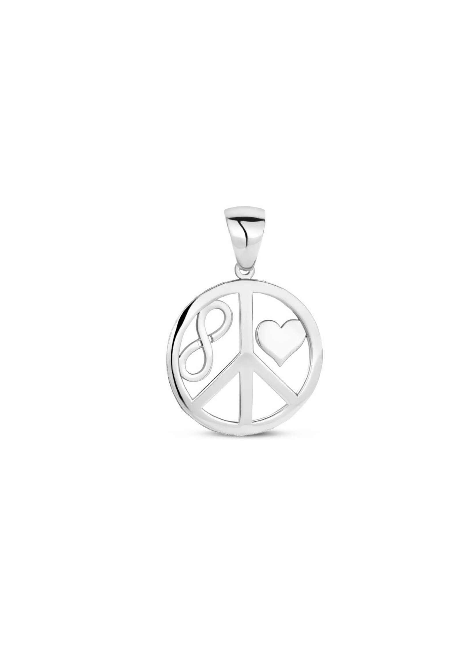 Cataleya jewels Zilveren hanger cirkel hart, peace en infinity