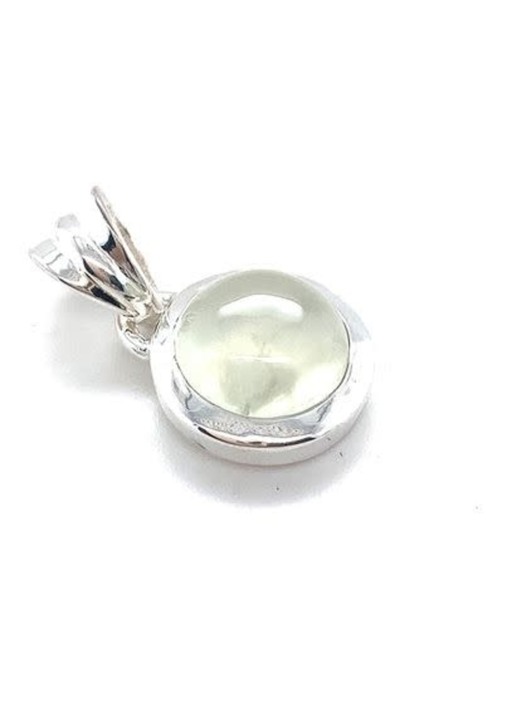 Cataleya jewels Zilveren ronde hanger met lichtgroene prehniet edelsteen