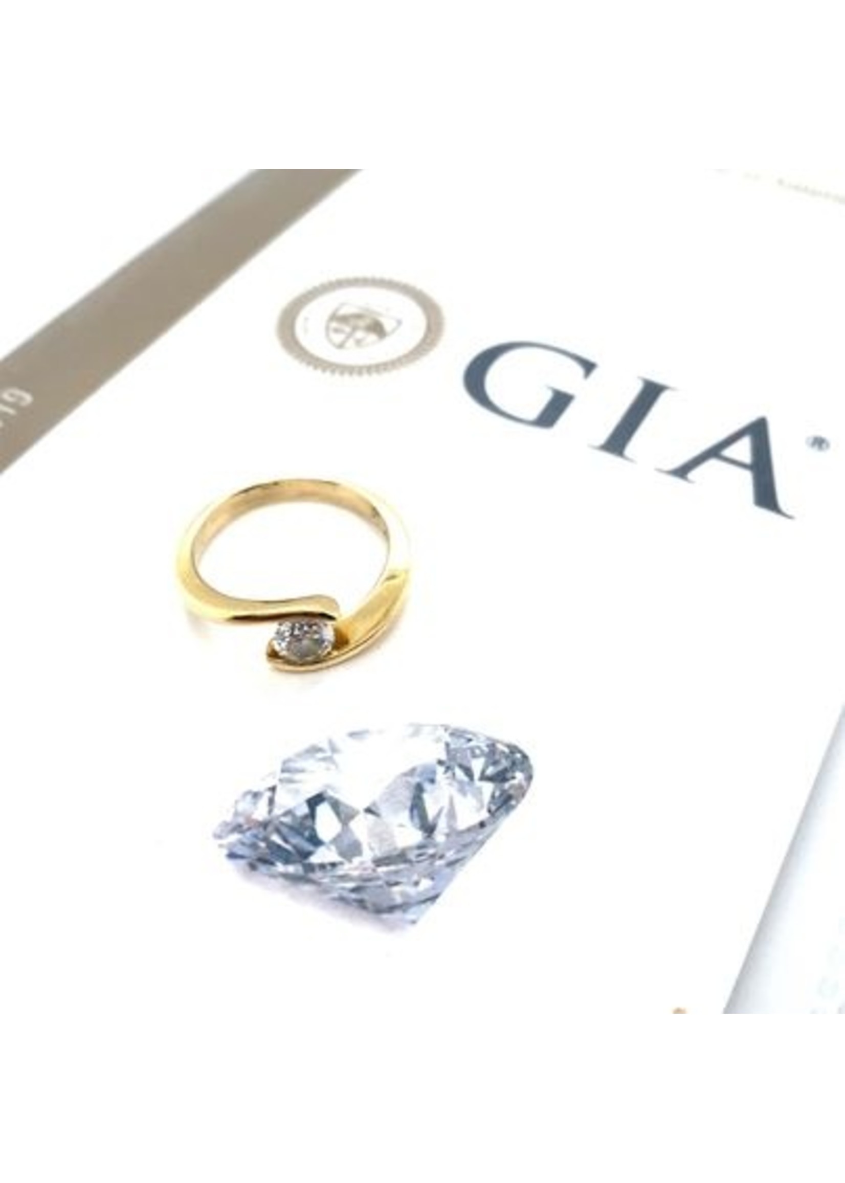 Vintage & Occasion Occasion gouden slagring met diamant 0.41ct GIA certificaat