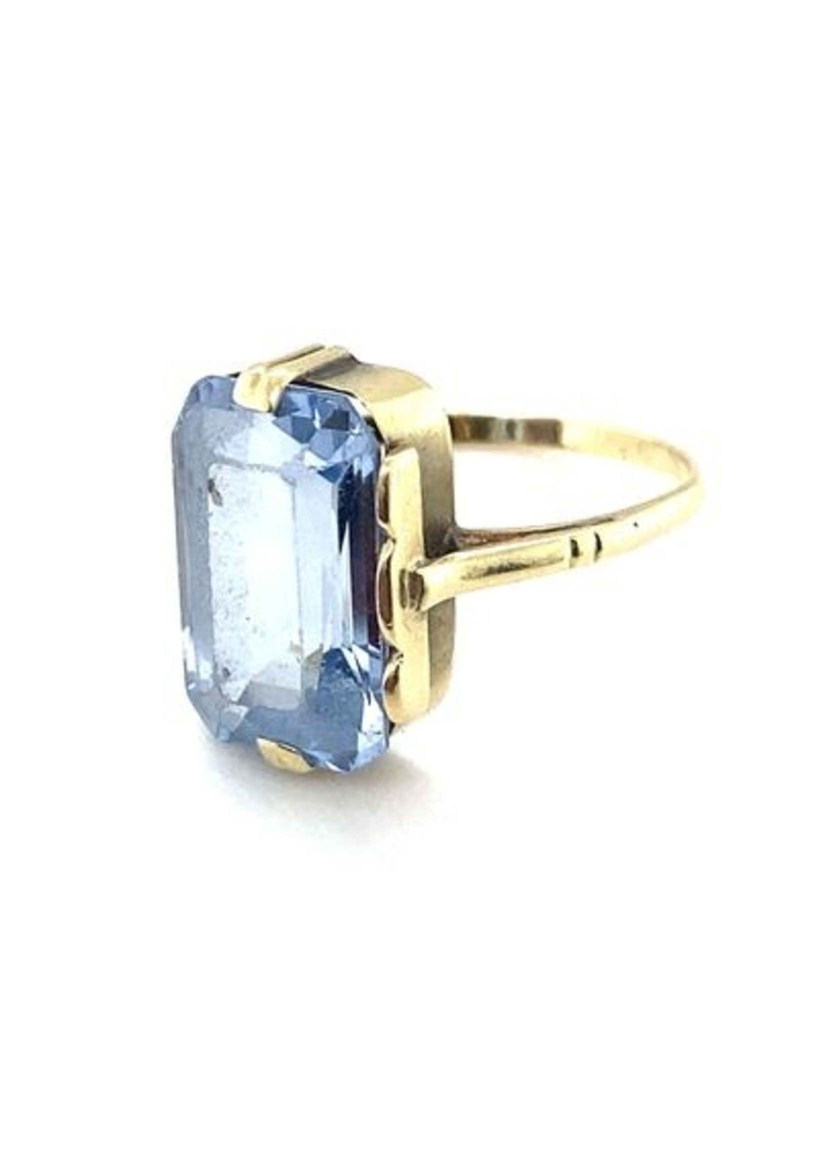 Vintage & Occasion Occasion gouden ring met blauwe aquamarijn