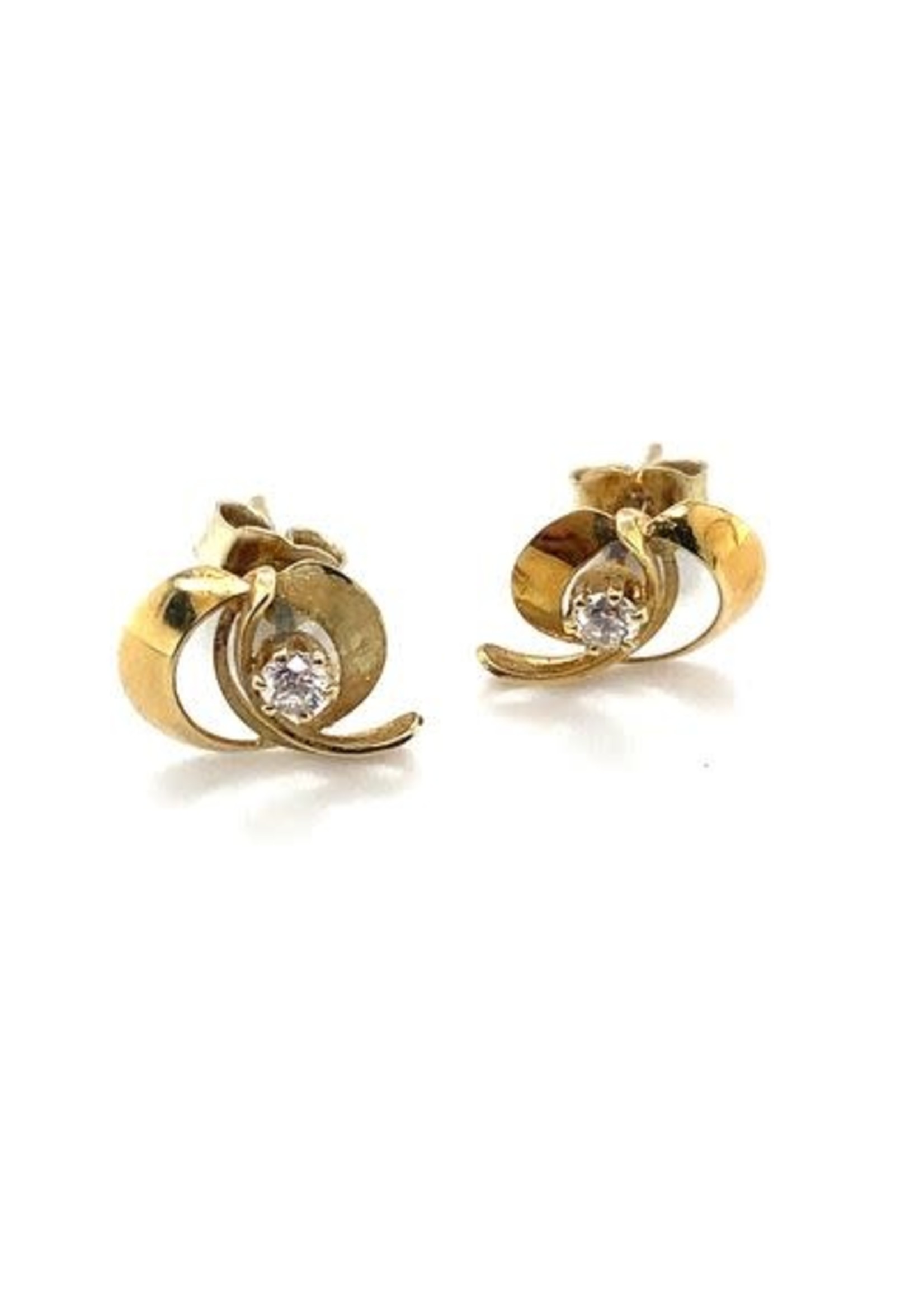 Vintage & Occasion Occasion gouden fantasie oorknoppen met 0.10ct diamant