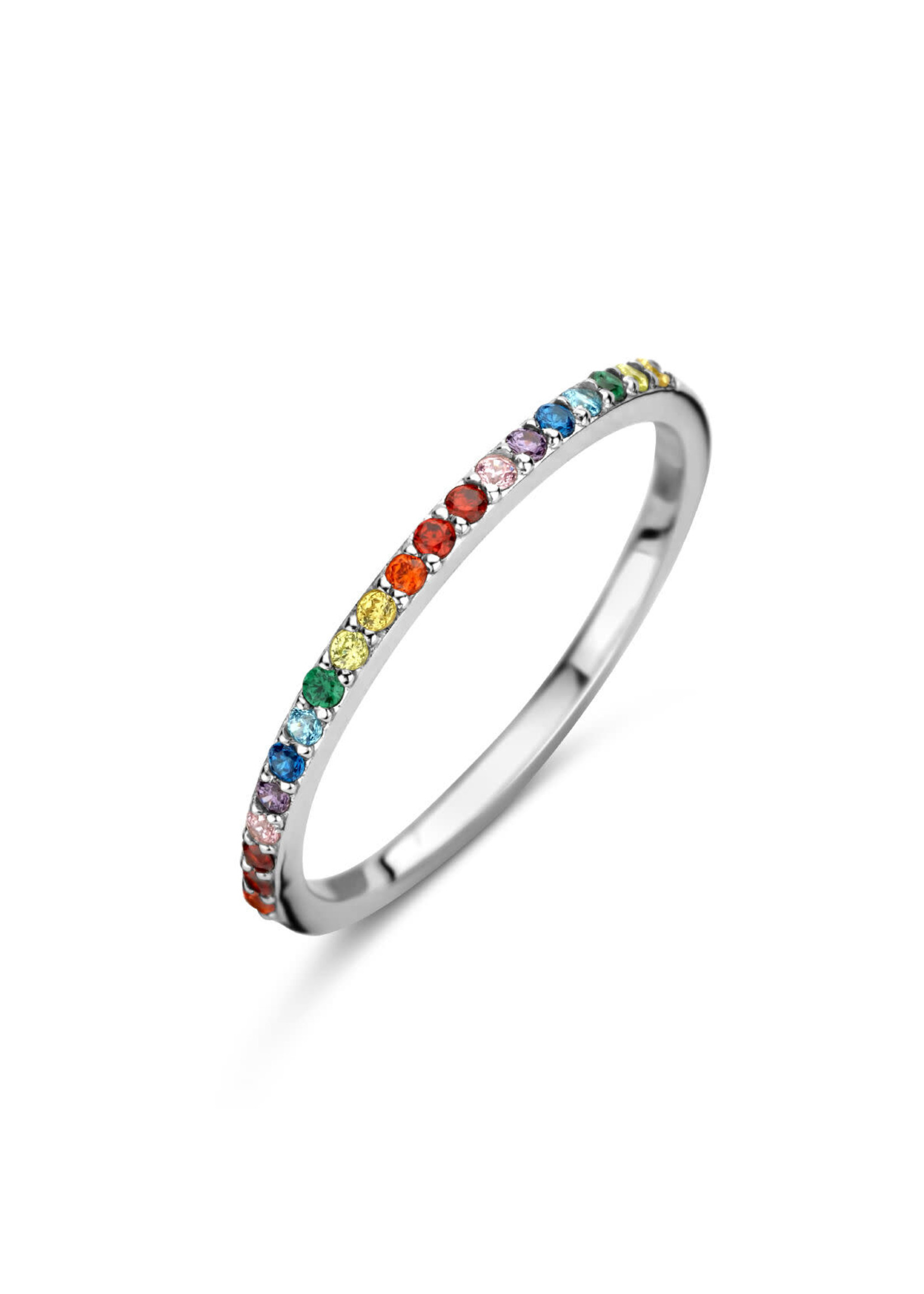 Cataleya jewels Zilveren aanschuifring regenboog zirkonia maat 58