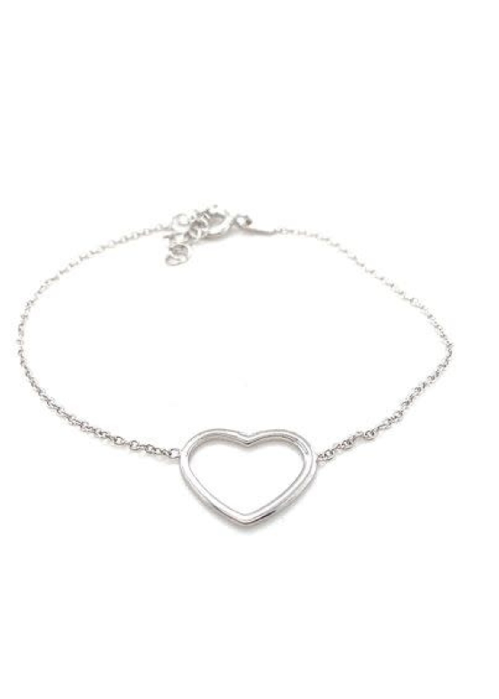 Cataleya jewels Zilveren armband open hart 16 - 18cm