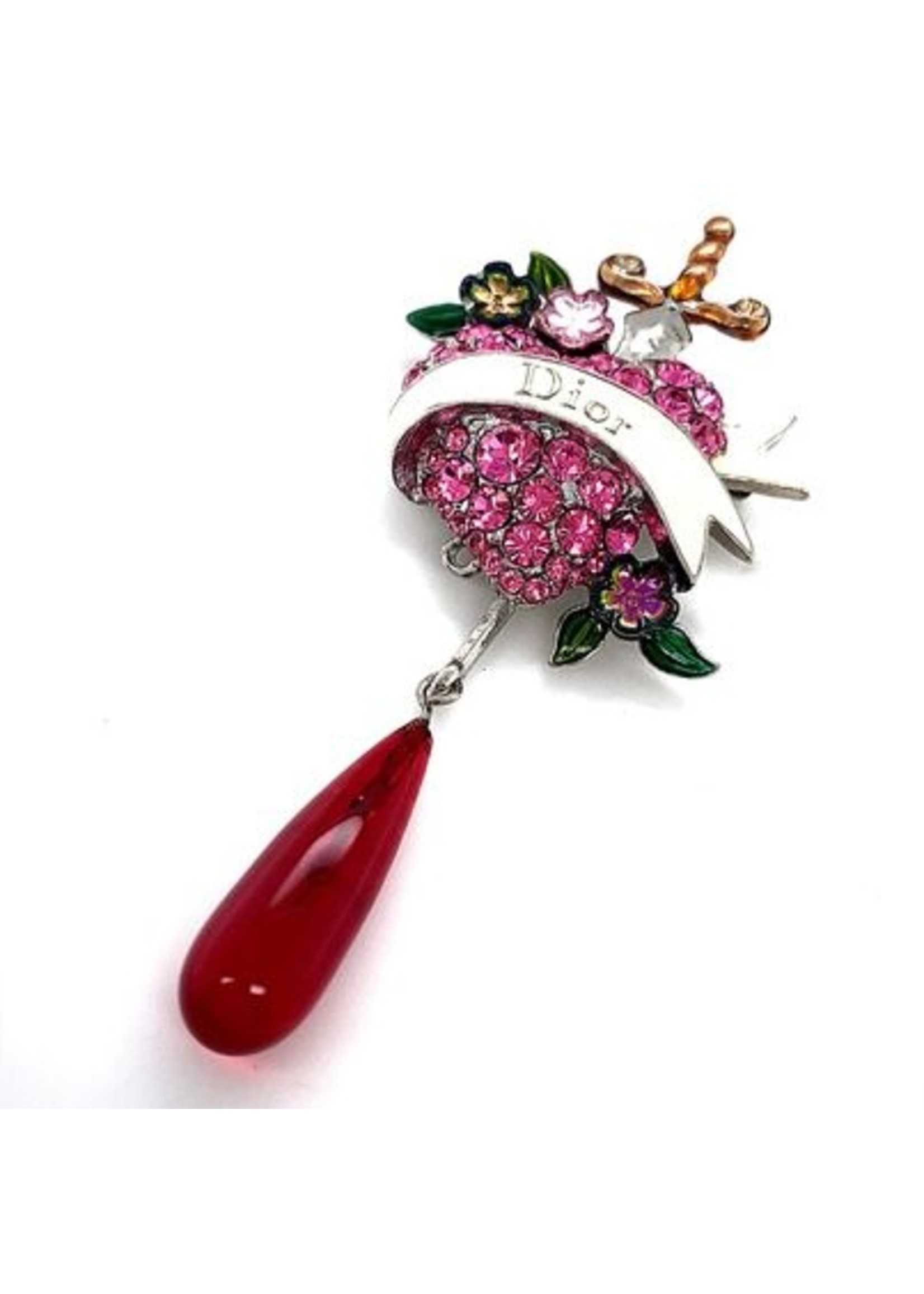 Vintage & Occasion Occasion Dior metalen broche met strass