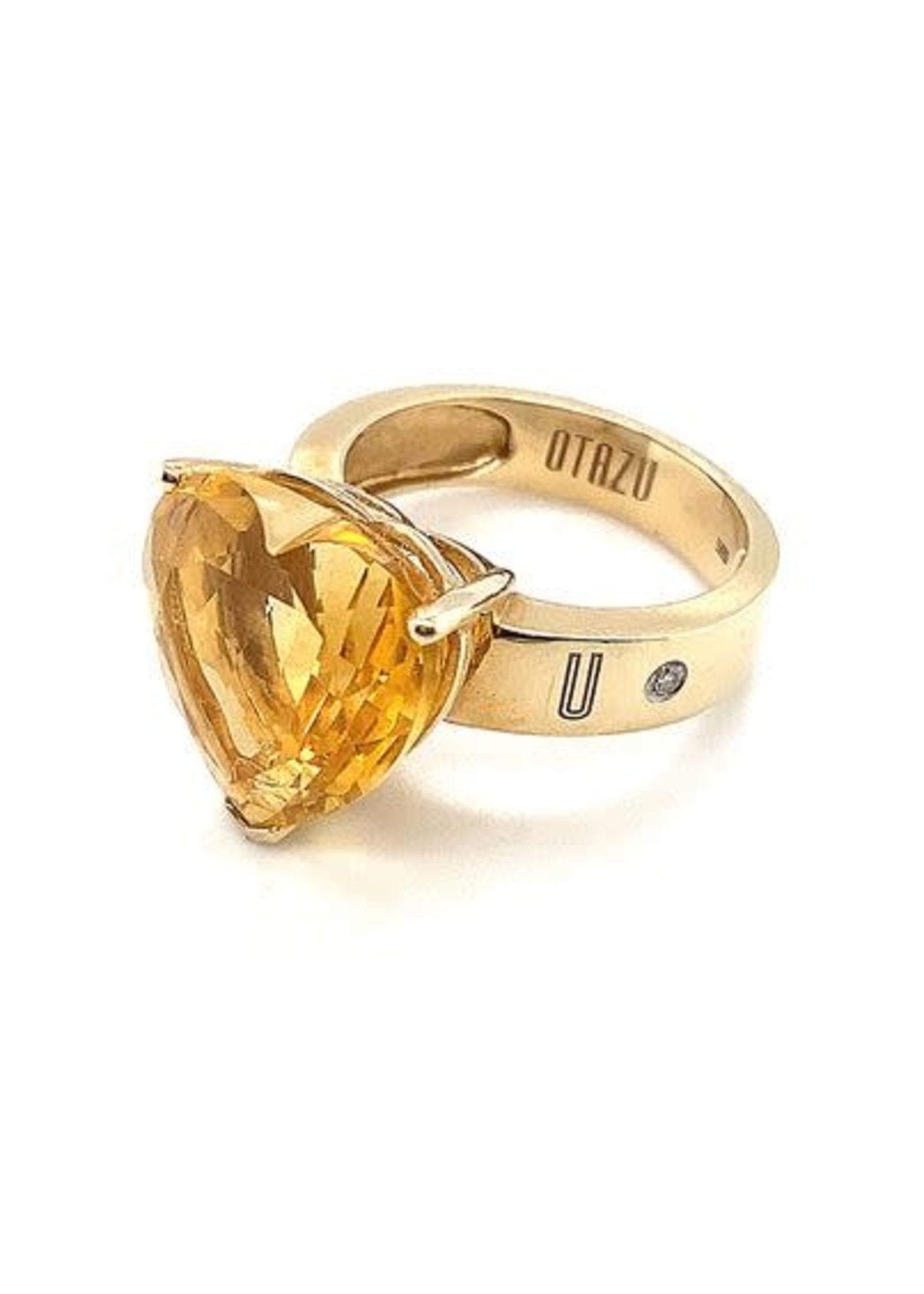 Vintage & Occasion Occasion gouden Otazu ring met hartvormige citrien