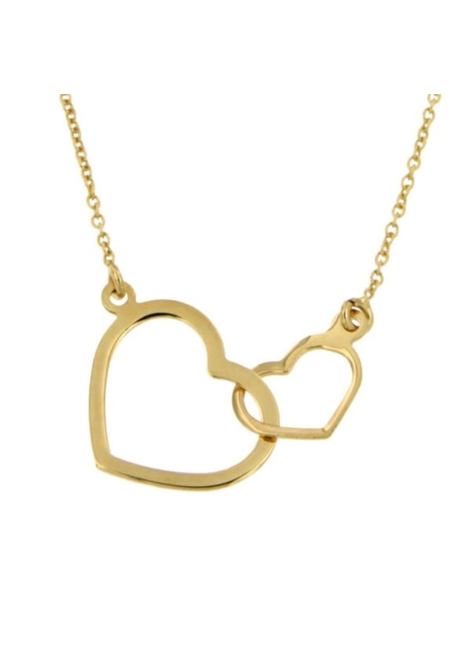 Cataleya jewels Gouden Symbol Chain '16' Dubbel Hart 42-45 cm