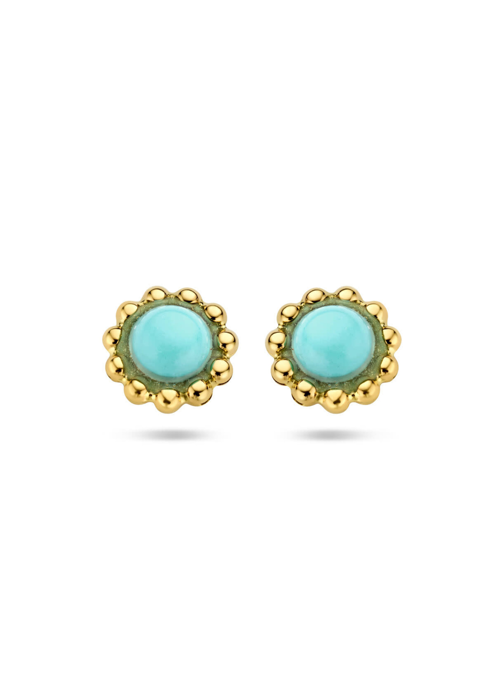 Cataleya jewels 14 Gouden oorknoppen synth. turquoise