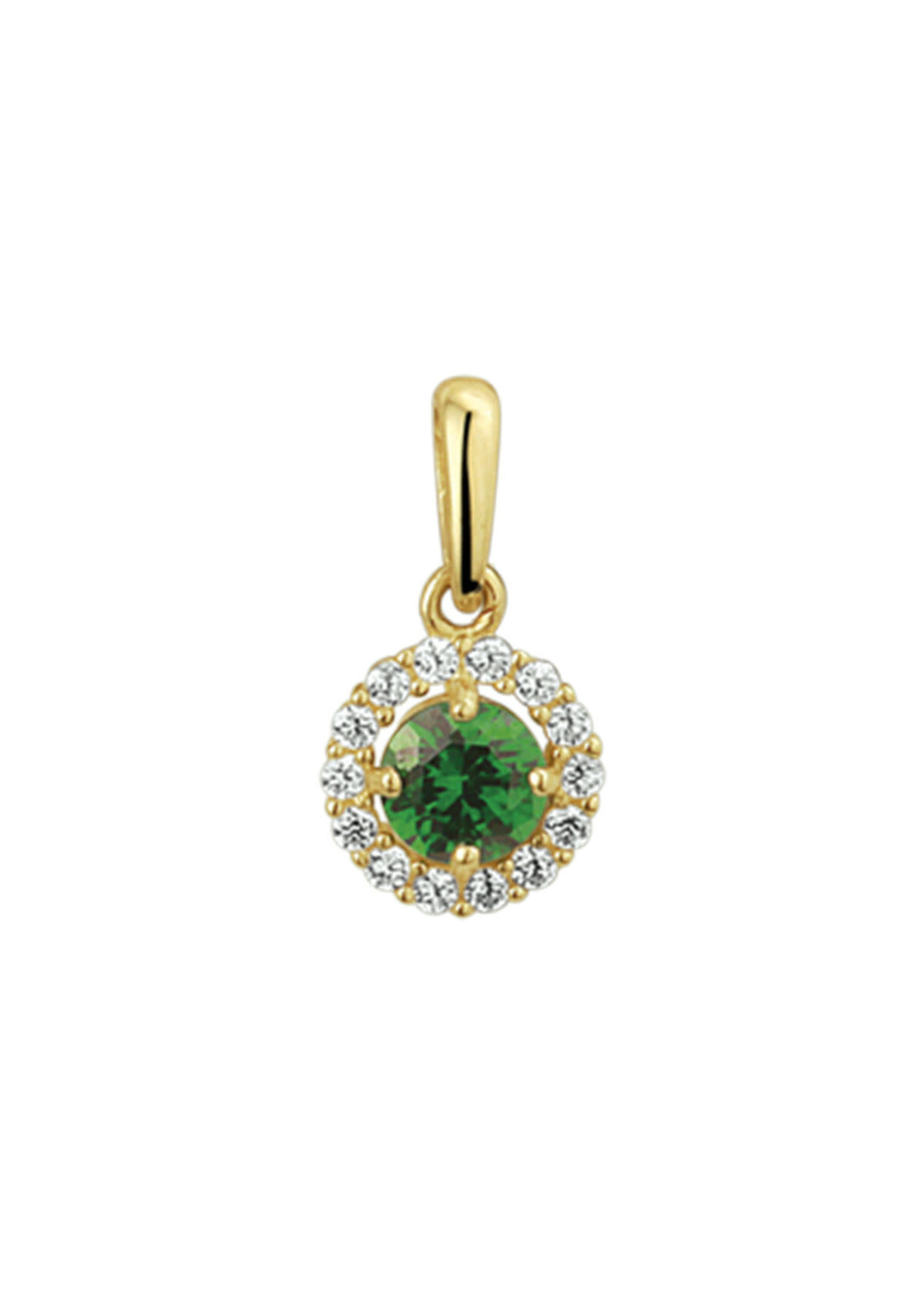 Cataleya jewels Gouden hanger synth. smaragd en zirkonia