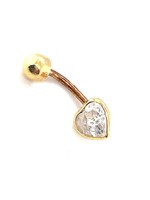 Vintage & Occasion Geelgouden piercing zirkonia hart