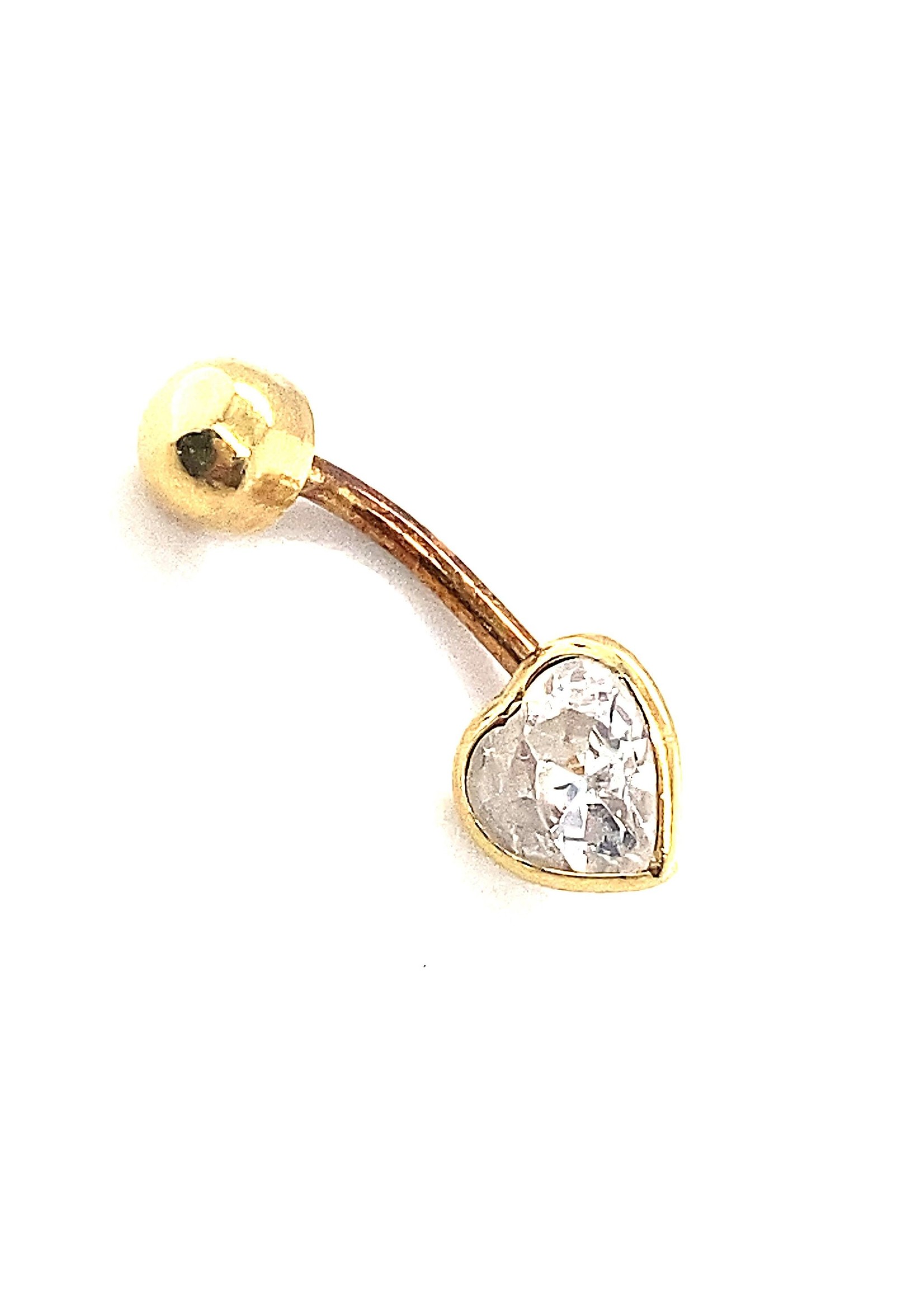 Vintage & Occasion Geelgouden piercing zirkonia hart