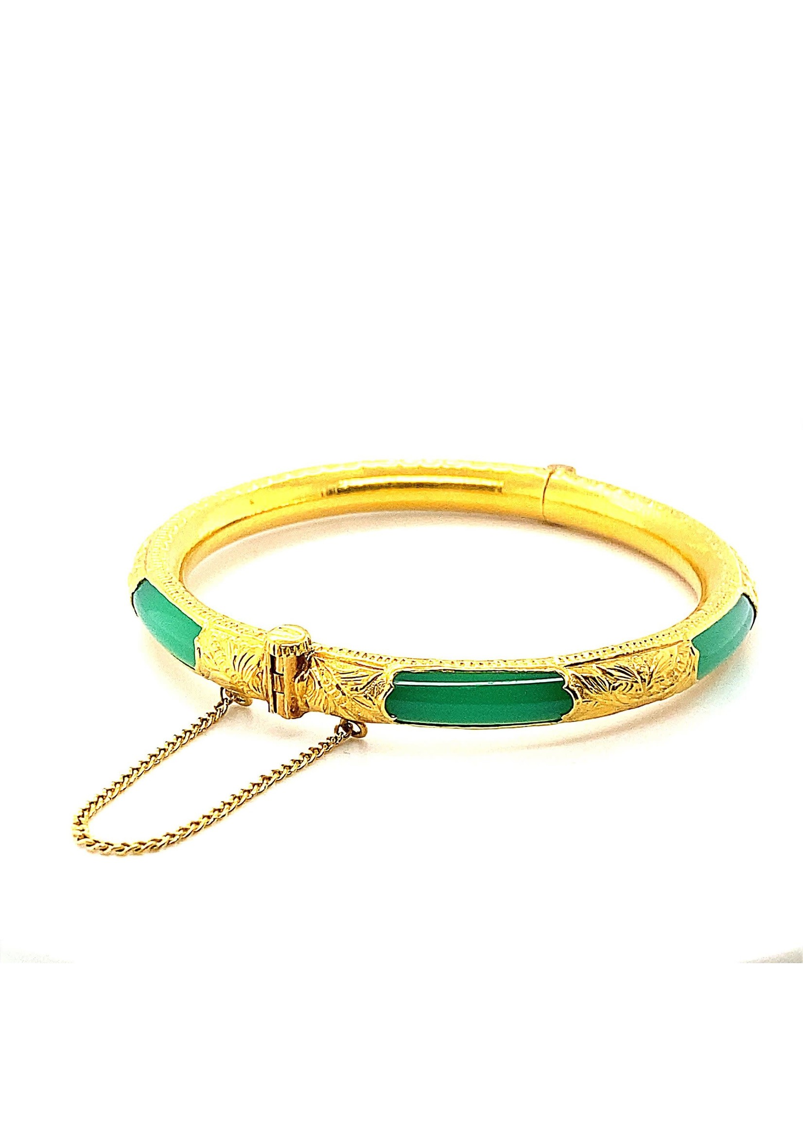 Vintage & Occasion Geelgouden 999,9 bangle met groen