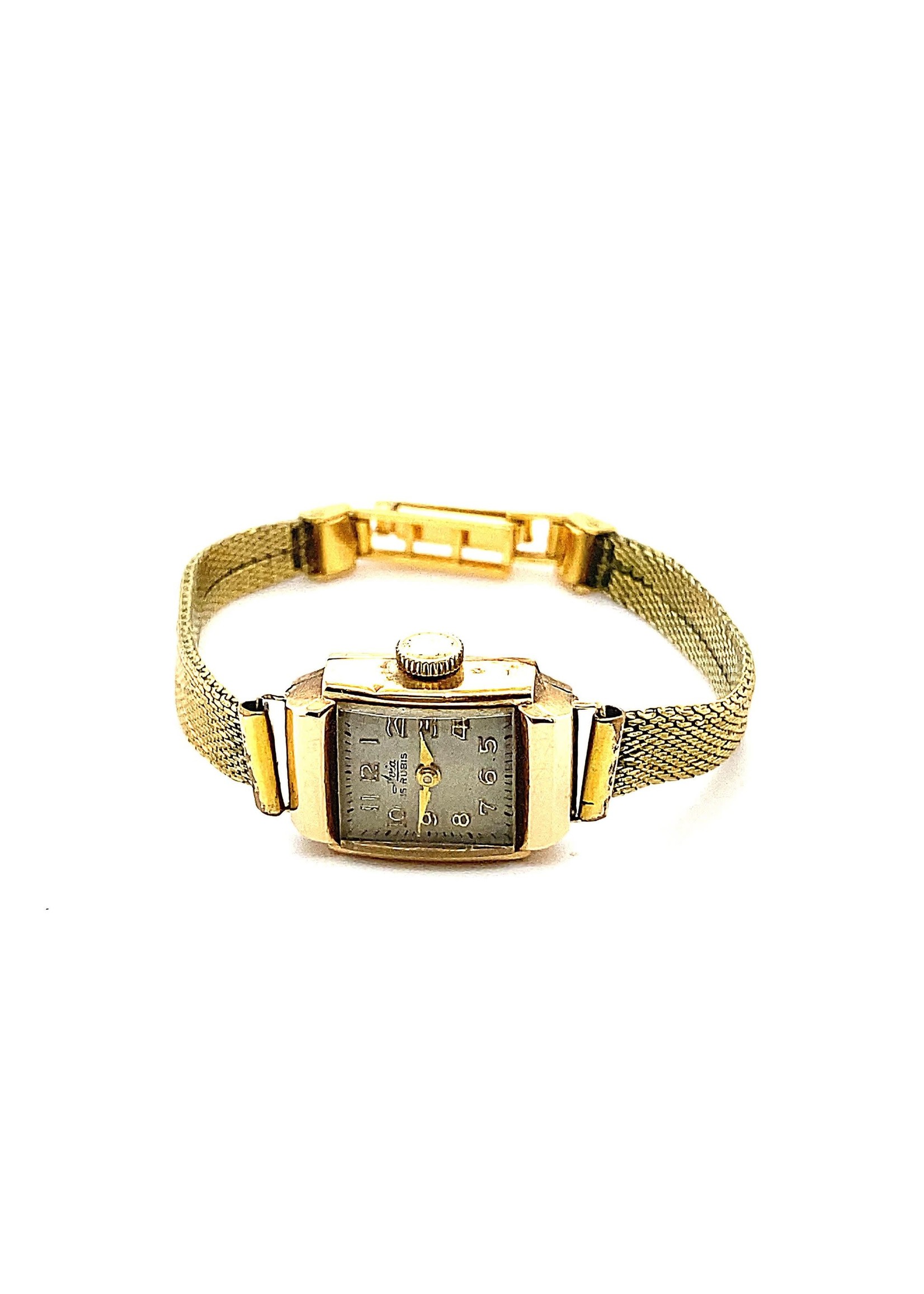 Vintage & Occasion avia rubis horloge gouden klokje - edelstalen band