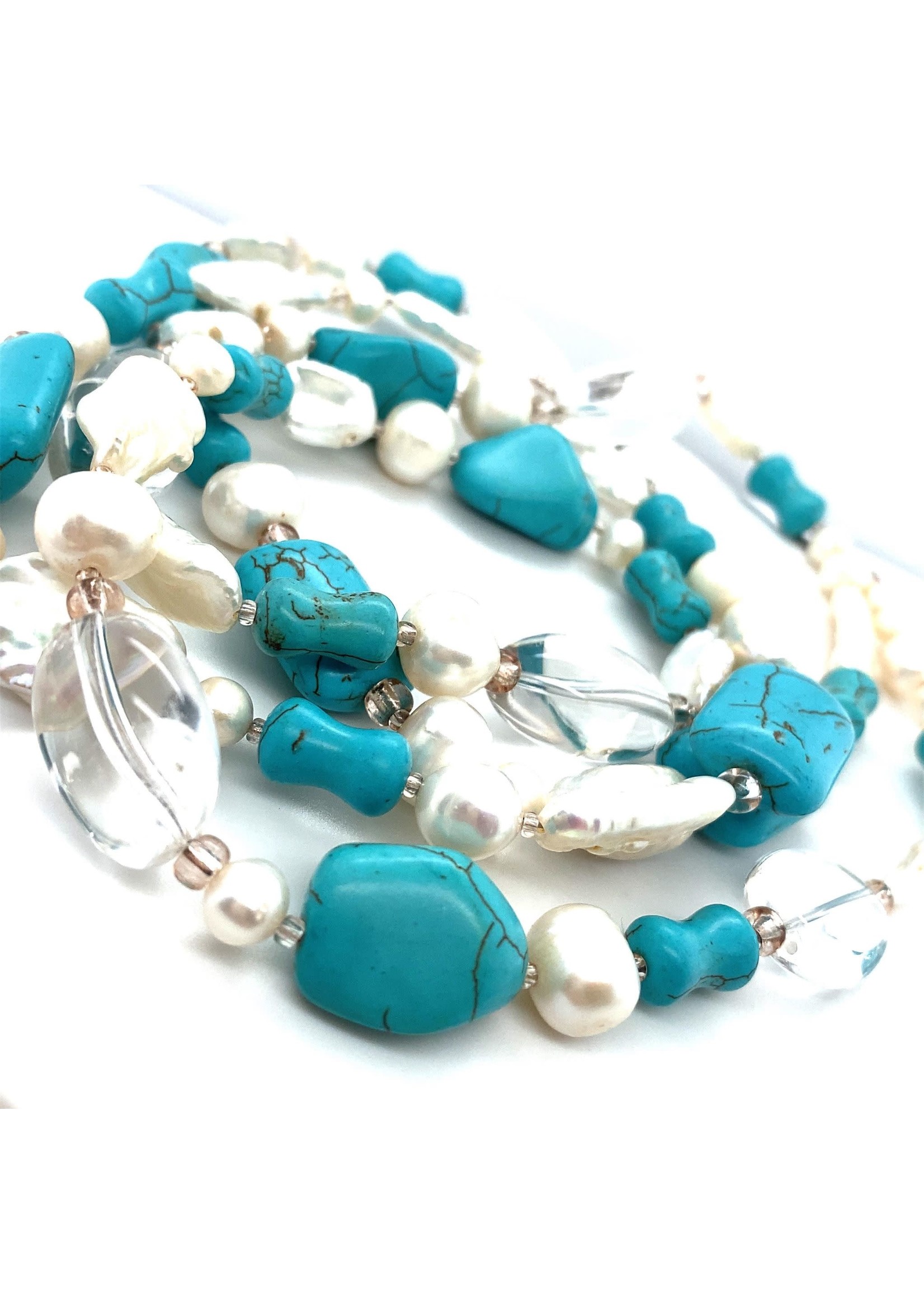 Vintage & Occasion collier met parels en turquoise