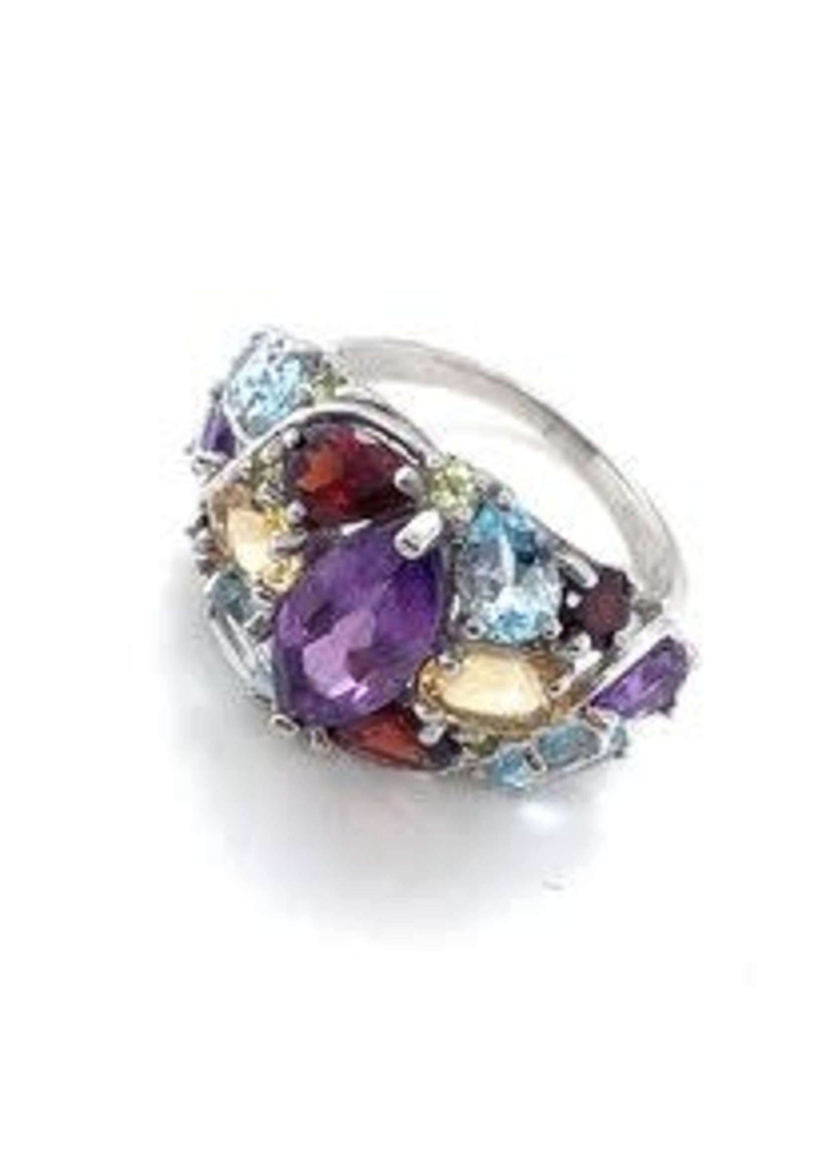 Vintage & Occasion zilveren ring met edelstenen