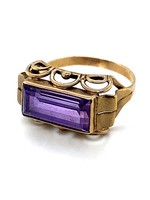 Vintage & Occasion Geelgouden Art Deco ring met amethist