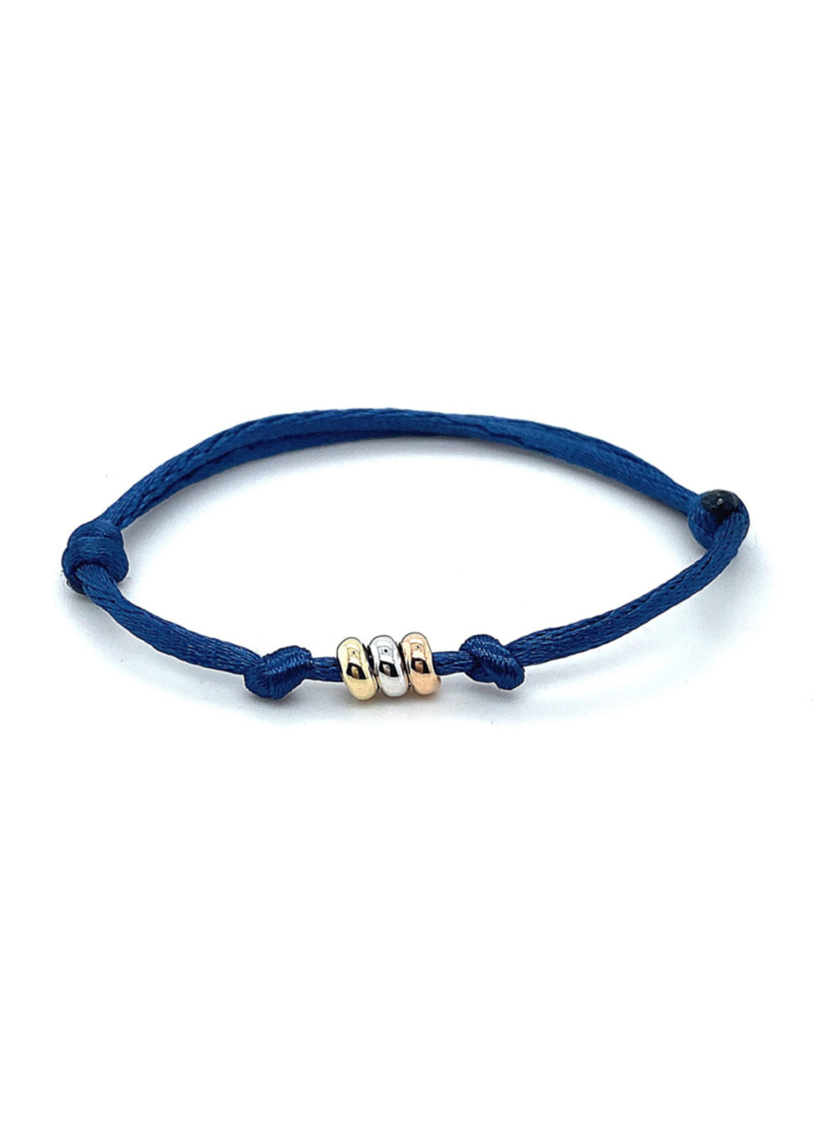 Cataleya jewels Armband Satijn tricolor 14 k goud kleur koord blauw