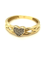 Vintage & Occasion 14krt gouden ring met hartvormige zirkonia