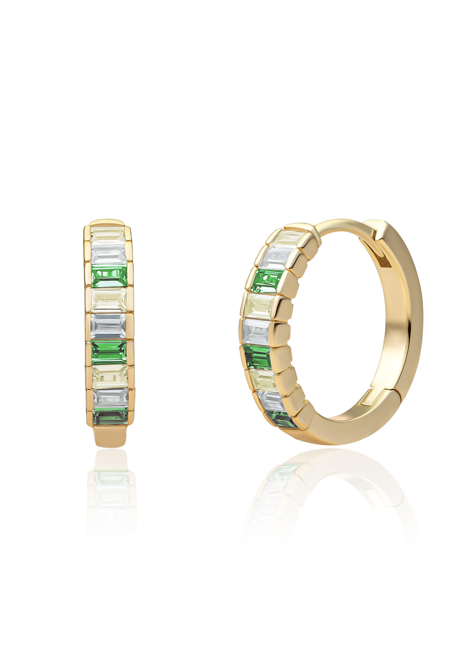 Sparkling Jewels Sparkling Jewels creolen Baguette Green CZ Goudkleurig