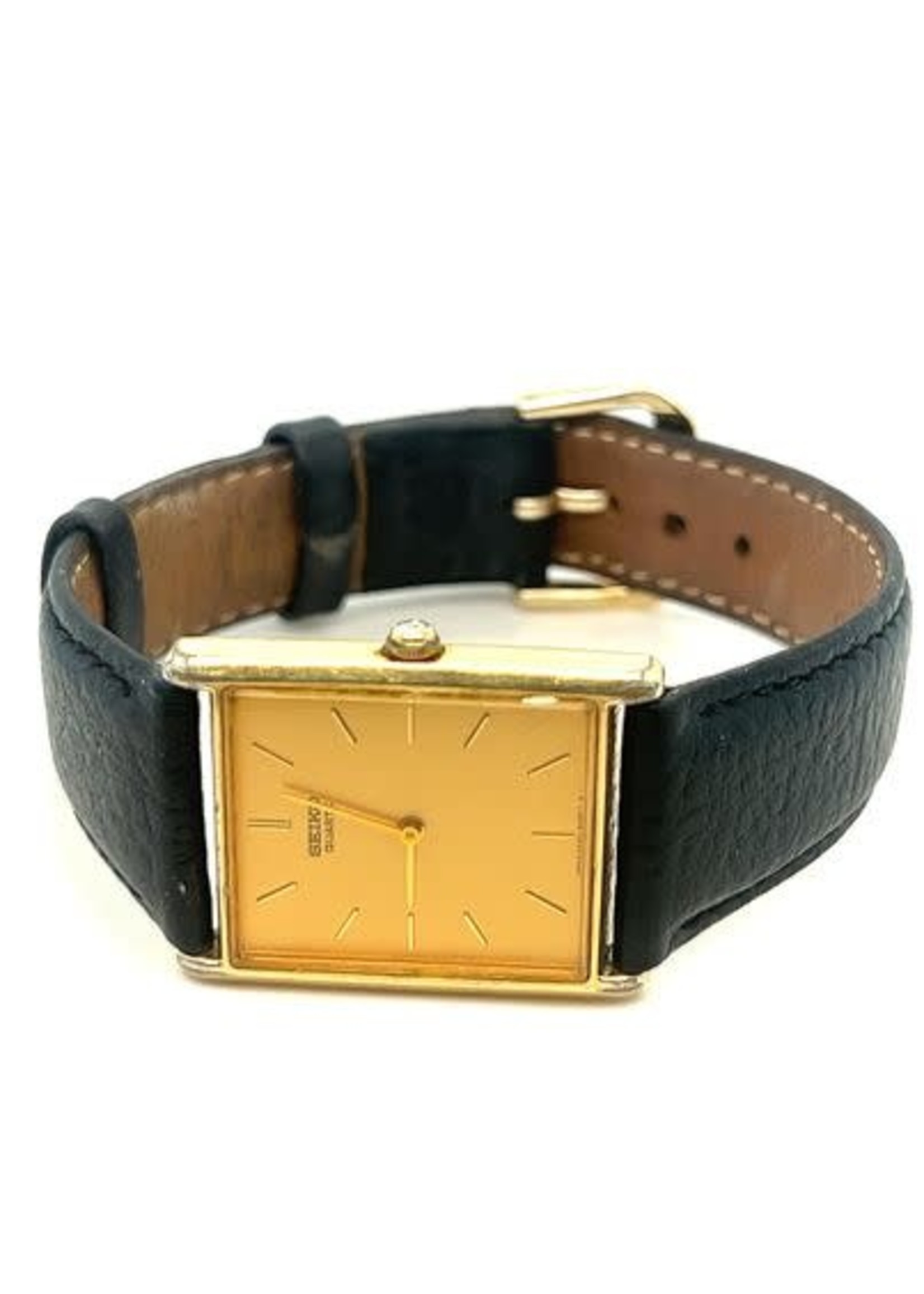 Vintage & Occasion Occasion Seiko quartz polshorloge met goudkleurige wijzerplaat