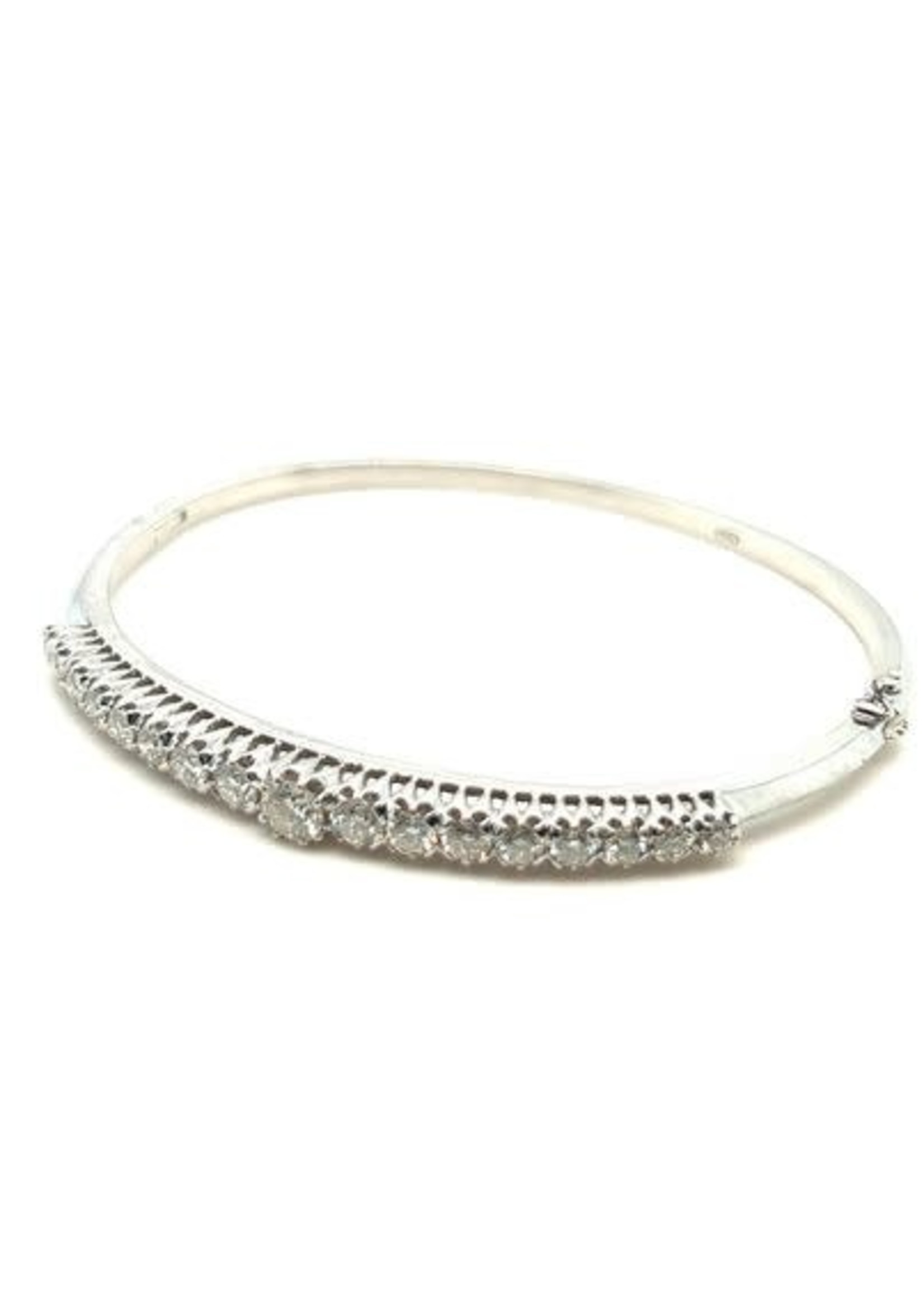 Vintage & Occasion Vintage witgouden bangle met briljantgeslepen diamant