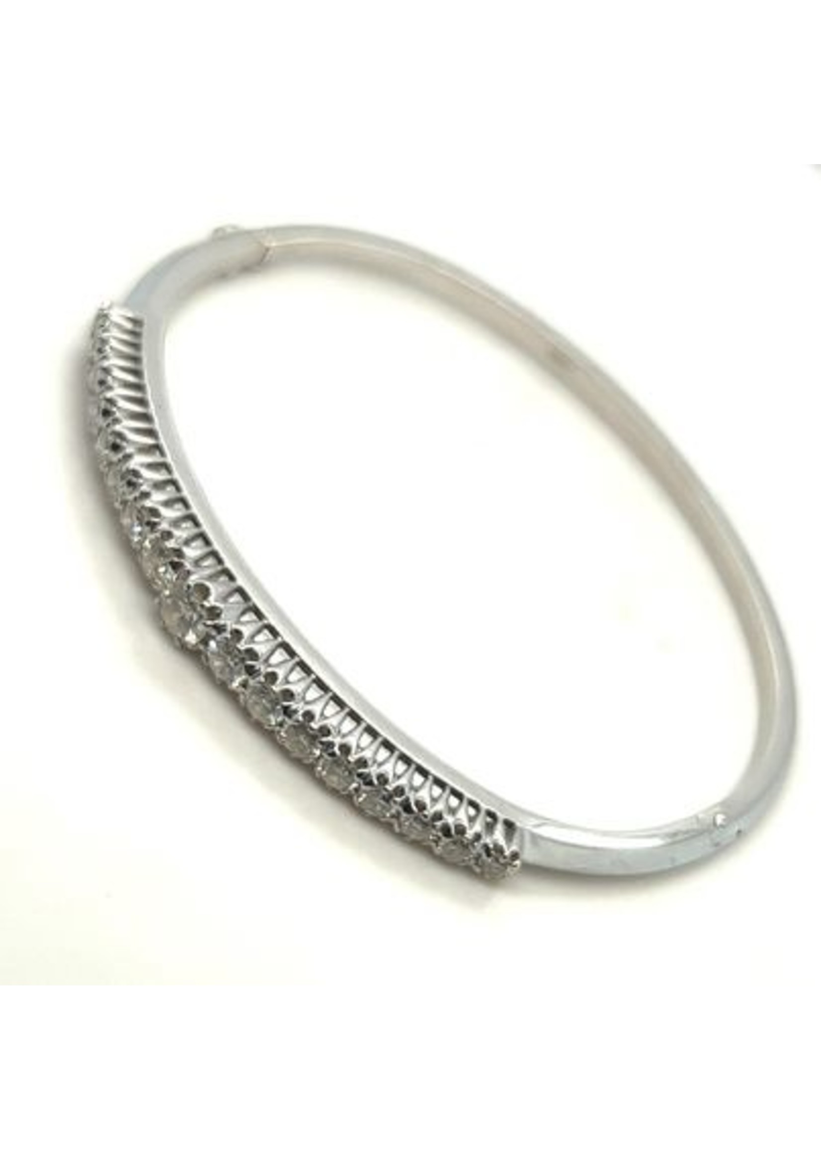 Vintage & Occasion Vintage witgouden bangle met briljantgeslepen diamant