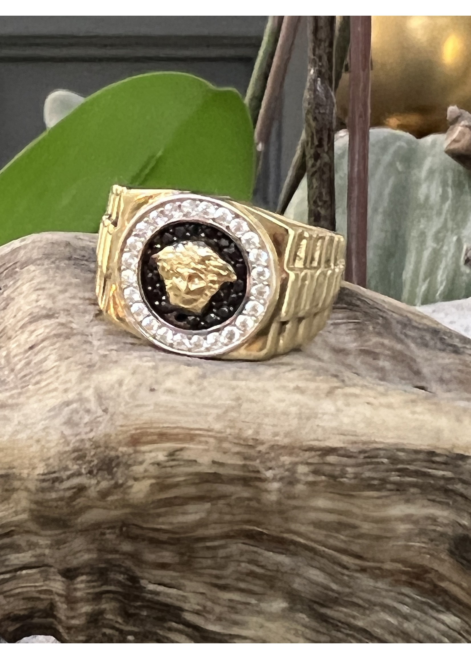 Vintage & Occasion Gouden zegelring rolex style met medusa logo