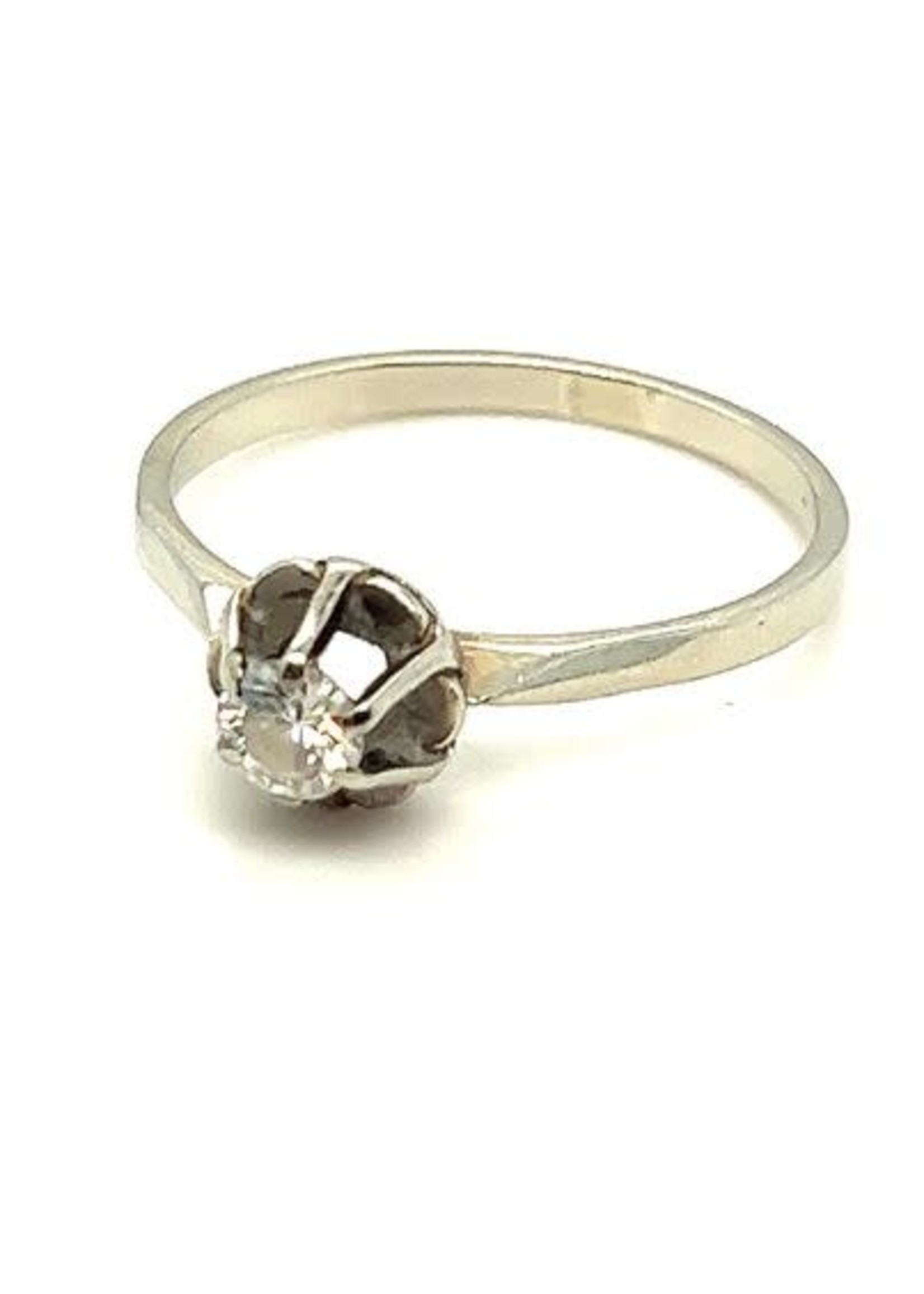 Vintage & Occasion Occasion witgouden solitairring bezet met 0.25ct diamant